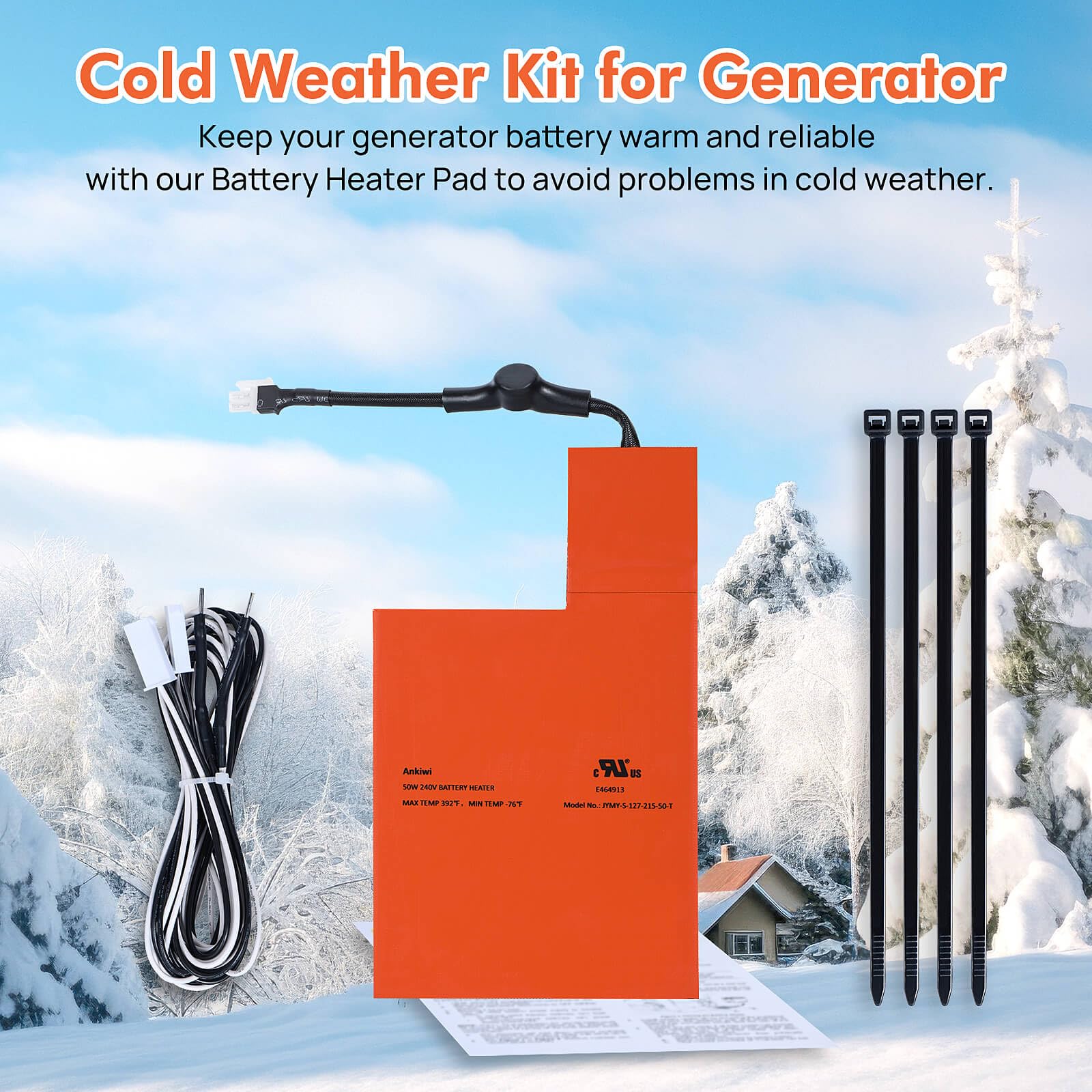 Generac Generator Battery Heater Pad - Compatible with Generac 7101 & 9kW-22kW Air-Cooled Standby Generators - Cold Weather Battery Warmer for Home Backup Power - Ideal for Winter Protection & Extreme Climate Conditions