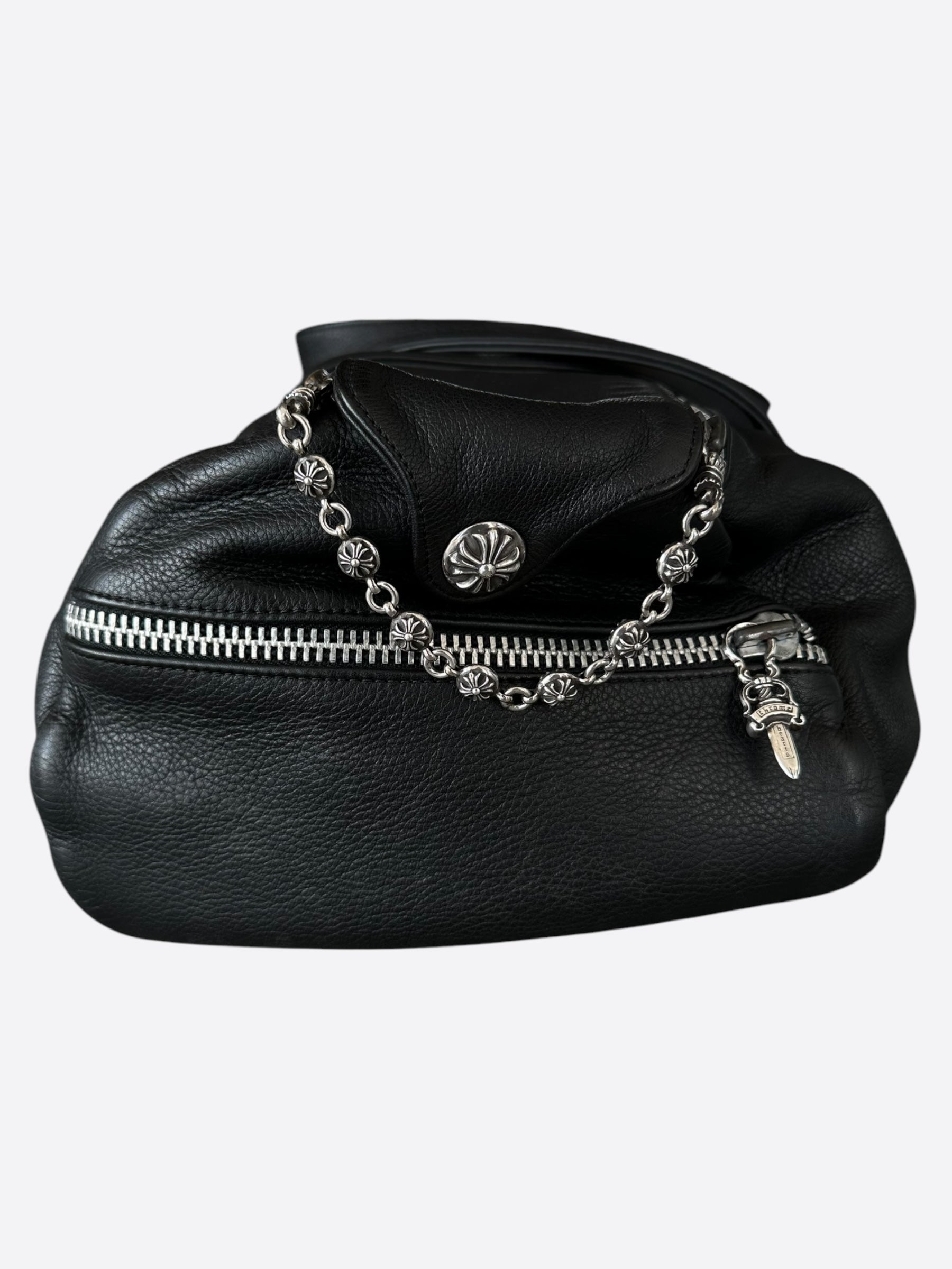Chrome Hearts Black Leather Duffel Bag for Men & Women - Stylish Travel Duffel, Gym Bag, Weekend Getaway Luggage - Perfect for Workouts, Business Trips & Vacation Travel