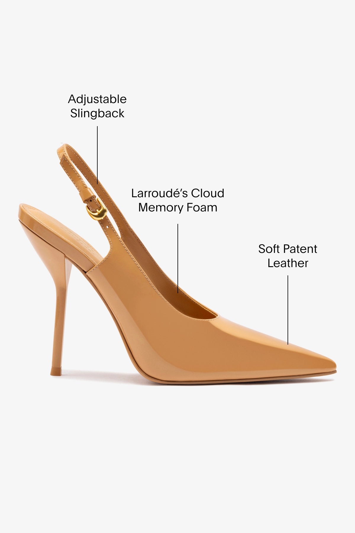 Larroudé x Altuzarra Tan Patent Leather Pumps - Elegant Women's Heels for Work, Parties & Special Occasions