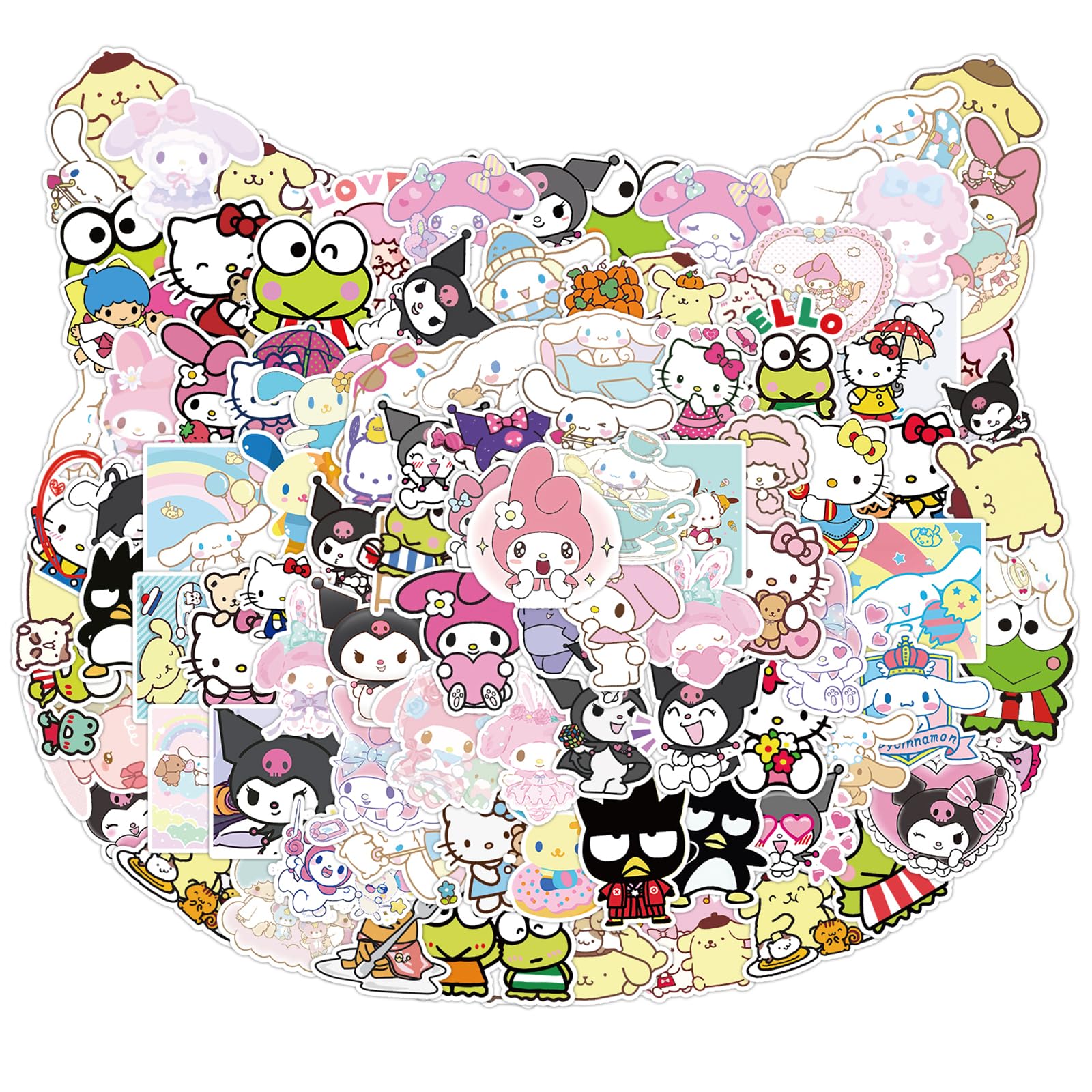 100Pcs Kawaii Cartoon Stickers for Girls - Cute Mixed Decals for Kids, Teens & Adults | Perfect for Scrapbooking, Laptop Decoration & DIY Crafts