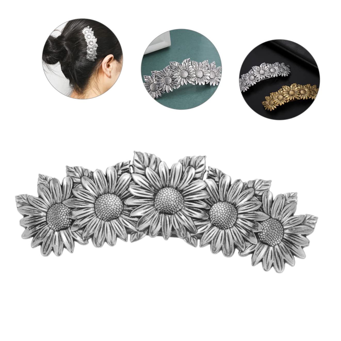 LALAFINA 3-Pack Hawaiian Flower Hair Clips - Sunflower Hair Accessories for Women, Decorative Metal Hairpins for Beach, Summer, Wedding & Boho Style