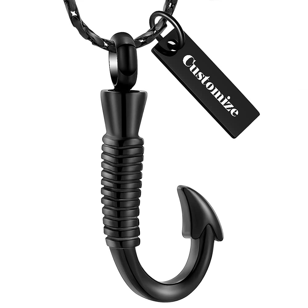 **Imrsanl Cremation Jewelry for Ashes – Memorial Fish Hook Urn Necklace for Men & Women – Keepsake Pendant for Pet or Human Ashes – Perfect for Remembrance & Outdoor Activities**