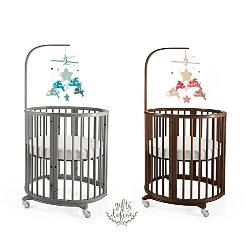Handmade Cottontail Bunny Rabbit Nursery Mobile - Stars & Moon Baby Crib Decor for Newborns & Toddlers | Perfect for Bedroom, Baby Shower Gifts & Gender-Neutral Nursery Themes