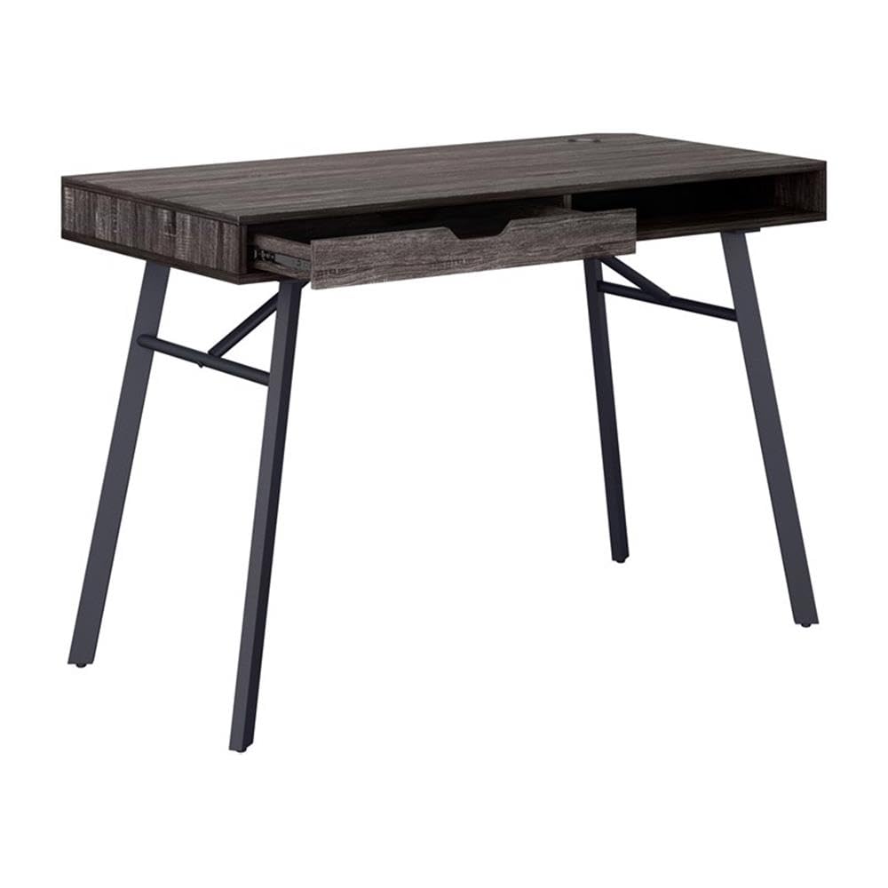 CorLiving Auston Modern Gray Engineered Wood Grain Finish Desk with Drawer - Stylish Home Office Desk with Storage for Small Spaces, Perfect for Remote Work & Study
