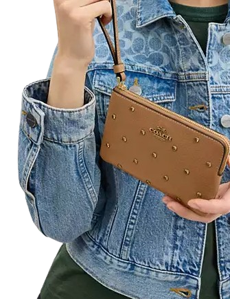 Coach Corner Zip Wristlet with Crystal Accents - Stylish Crossbody Wallet for Women | Perfect for Parties, Date Nights & Everyday Use