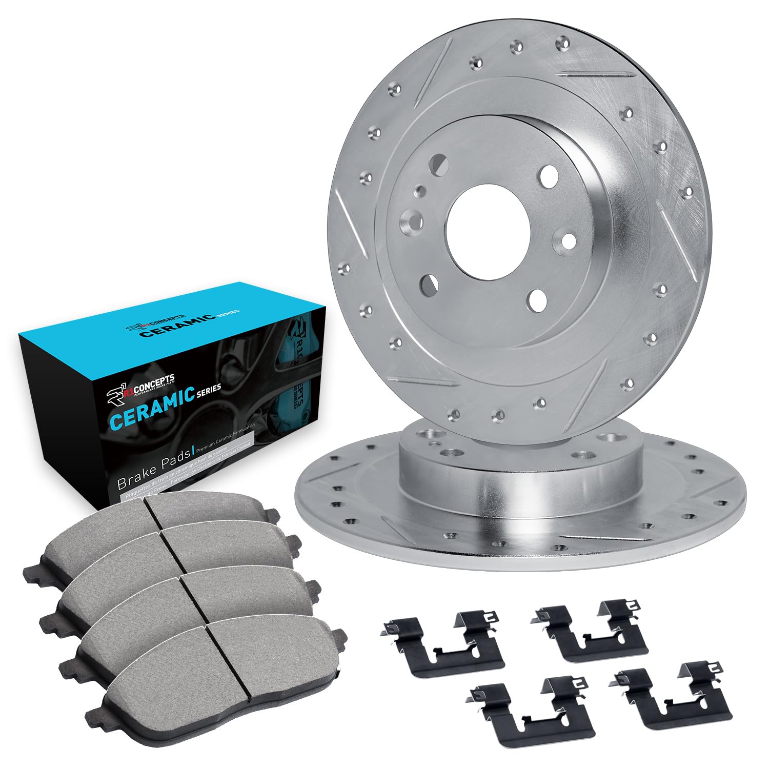 R1 Concepts Premium Ceramic Front Brake Pads and Rotors Kit with Hardware - Compatible with 1972 Toyota Corona | High-Performance Braking System for Daily Commuting & City Driving