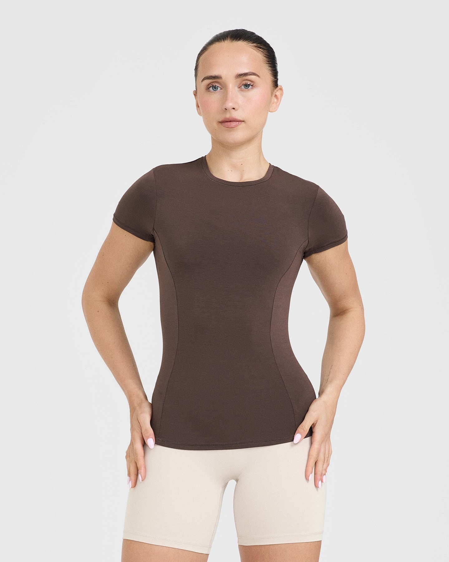 Mellow™ Soft Short Sleeve T-Shirt for Women | Comfortable Nude Color Basic Tee | Perfect for Casual Wear, Layering & Everyday Outfits