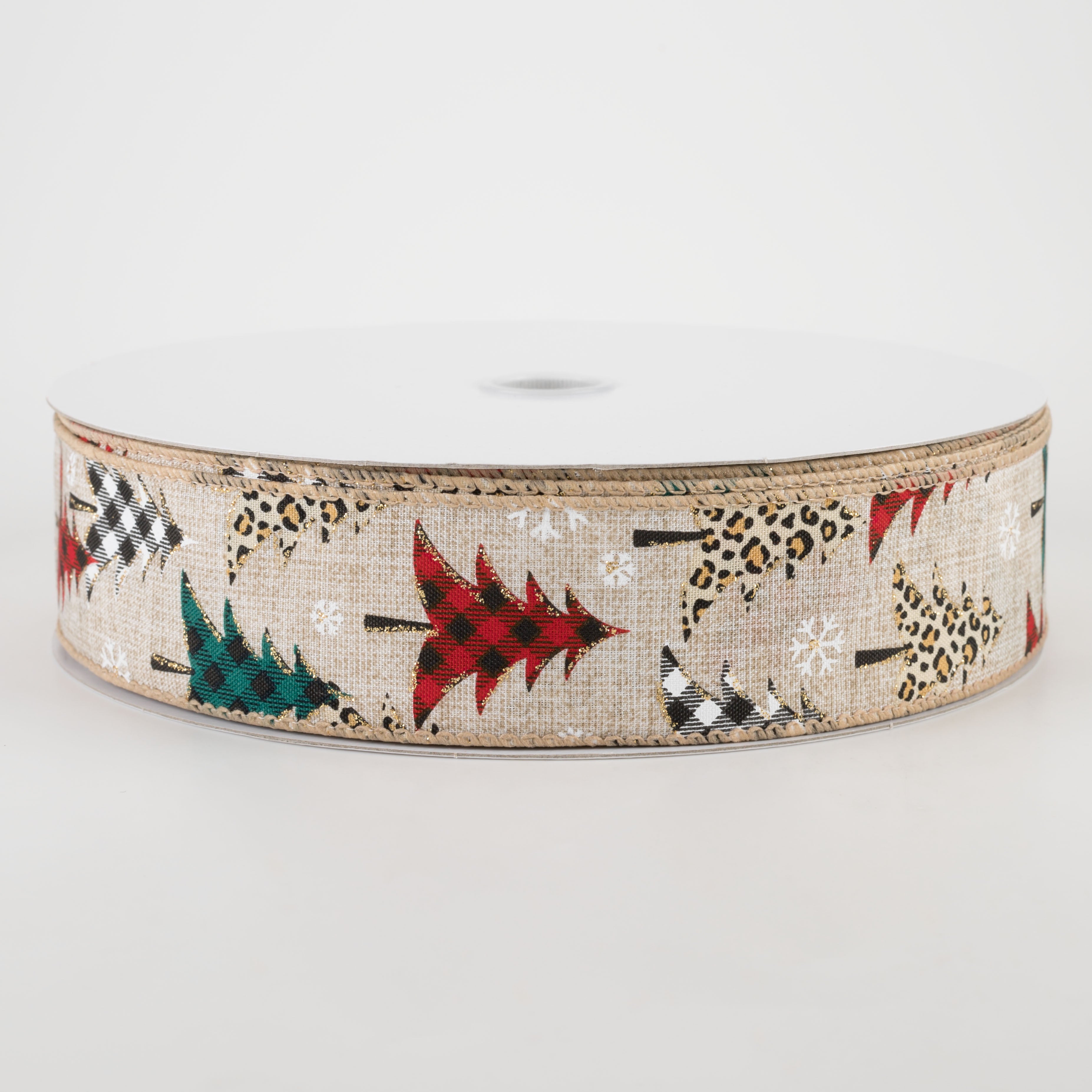 1.5 Inch Cheetah Print & Buffalo Plaid Christmas Tree Ribbon - 50 Yards Roll for Holiday Decor, Gift Wrapping, and DIY Crafts