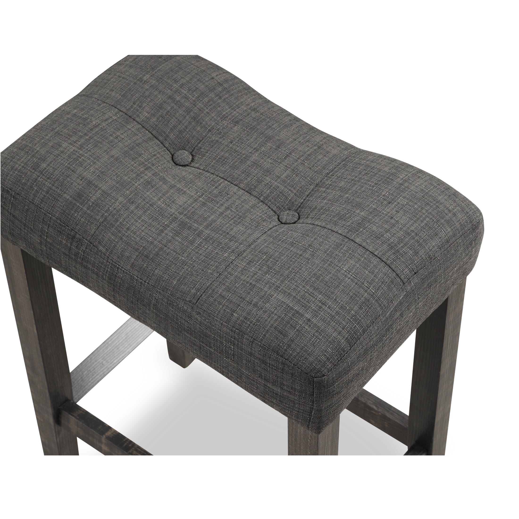 Roundhill Furniture Sora Button Tufted Counter Height Saddle Stool Set of 2, Gray - Perfect for Kitchen Islands, Breakfast Bars & Home Decor
