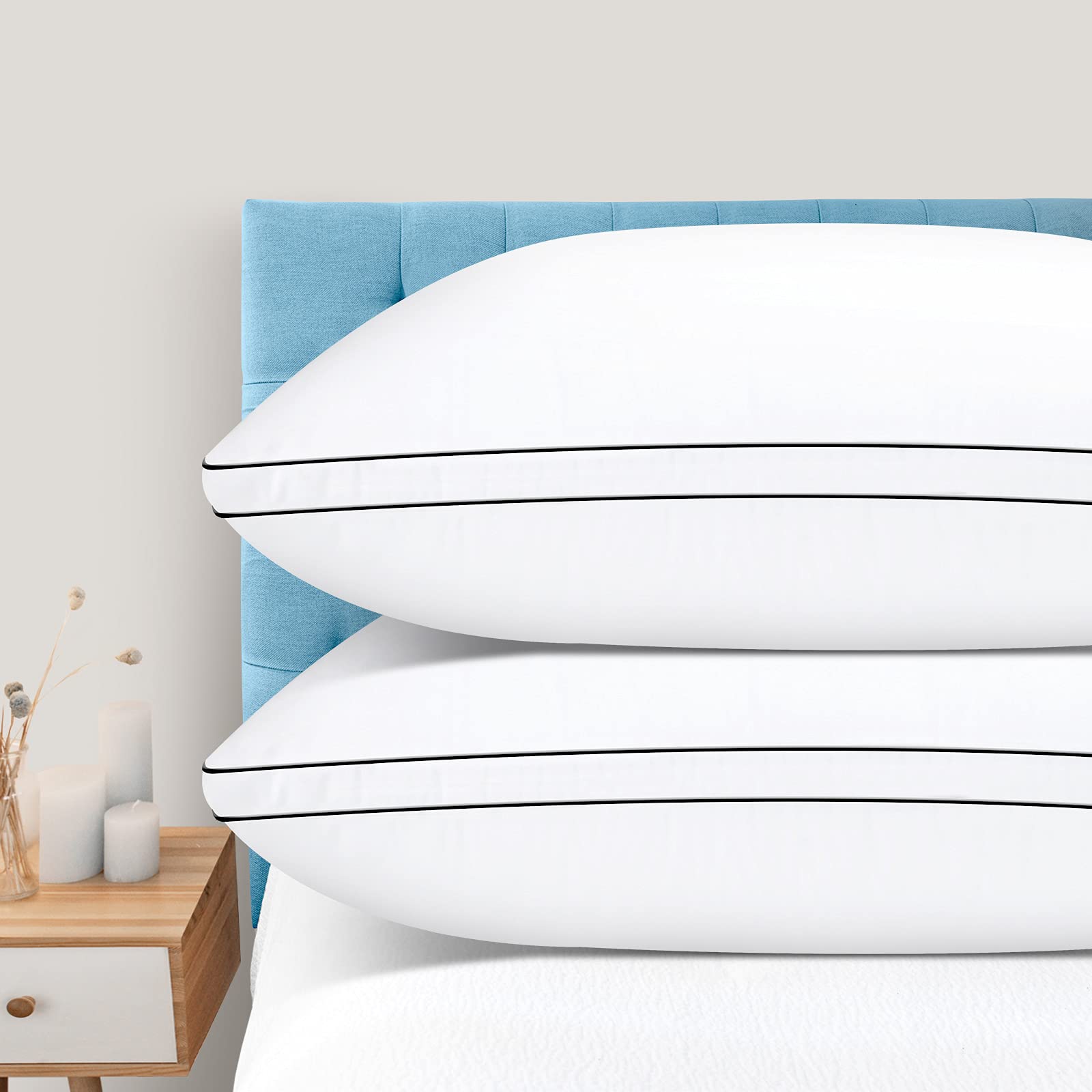 DolceLuna King Size Pillows Set of 2 - Ultra Soft Down Alternative Bed Pillows for Side & Back Sleepers - Hotel Quality Comfort for Restful Sleep - Perfect for Master Bedroom, Guest Room & Luxury Home Decor