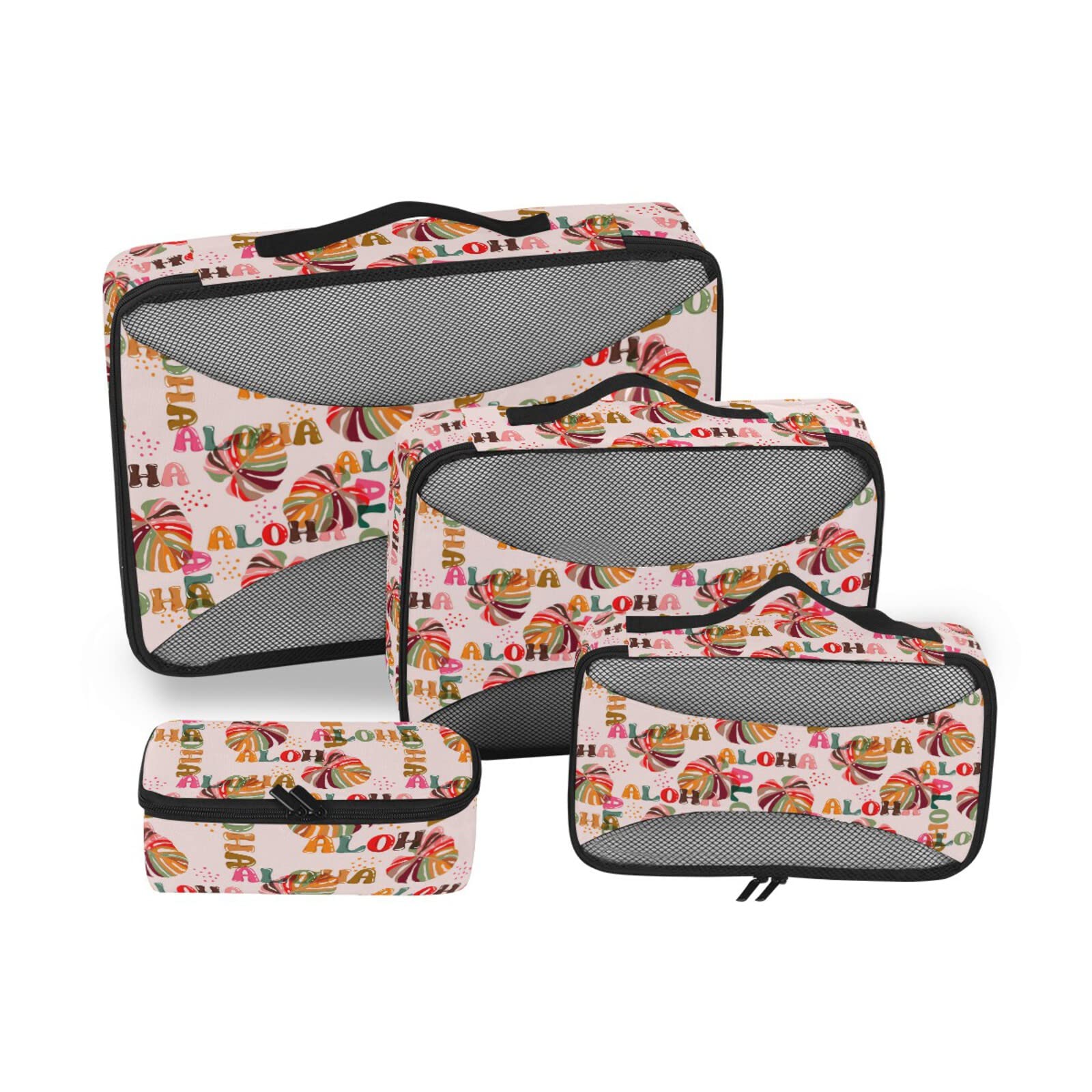 Hawaiian Style 4-Piece Packing Cubes Set - Lightweight Travel Organizers for Suitcases, Clothes Compression & Storage Bags - Space Saving Luggage Accessories for Vacation, Business Trips & Weekend Getaways