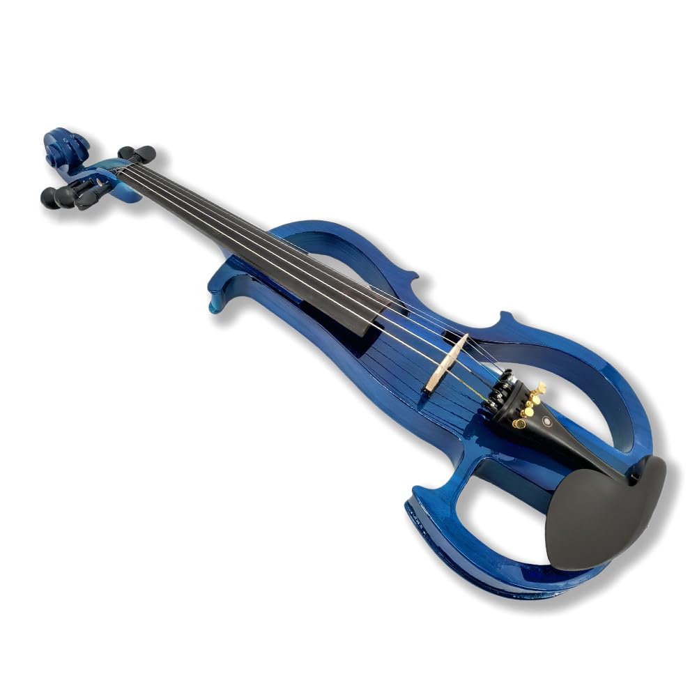 5 Strings Electric Viola 16 Inch Full Size - Solid Wood Ebony Fretboard with Viola Case & Bow (Blue) | Professional Electric Violin for Live Performances, Studio Recording & Music Practice