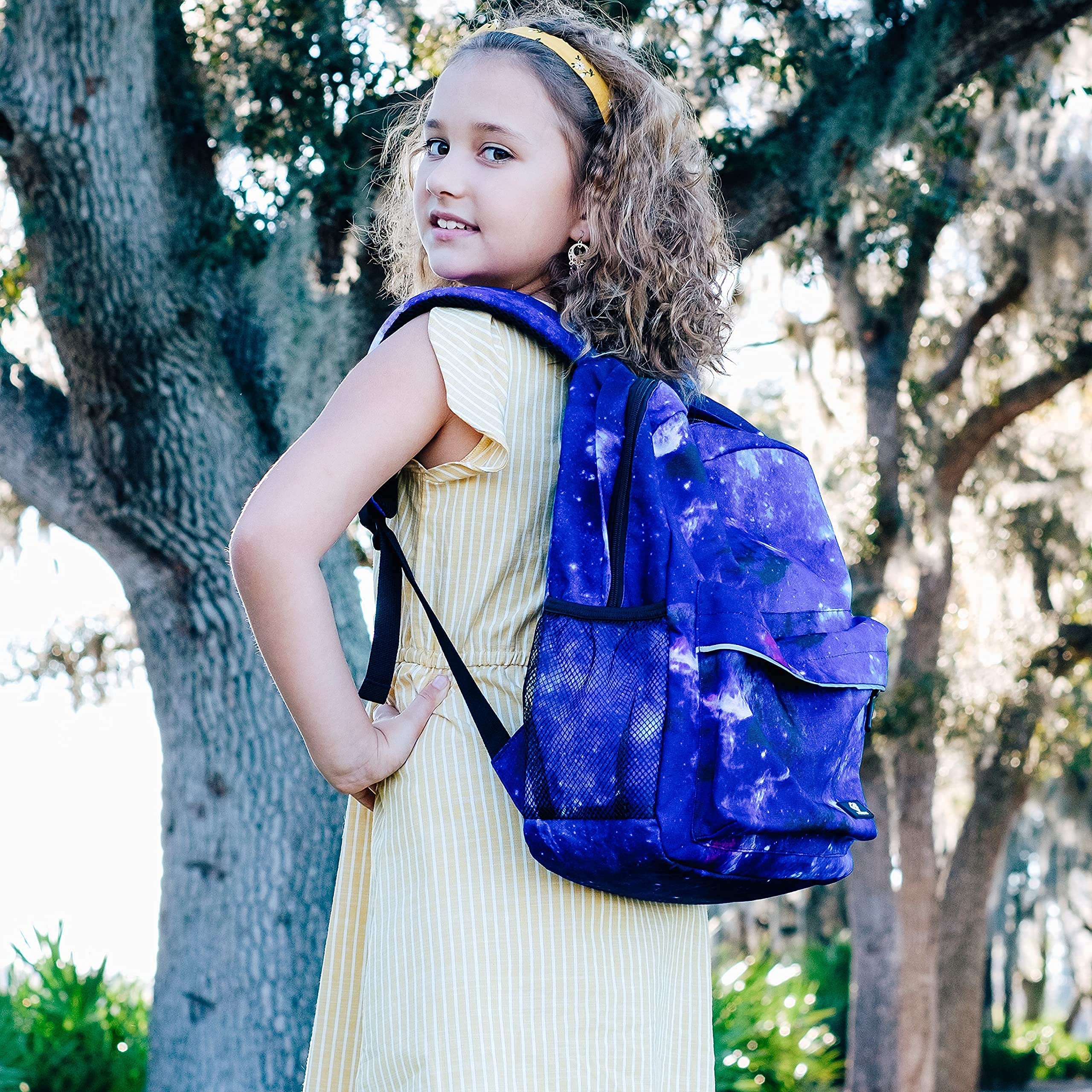 Fenrici Galaxy Kids Backpack with Lunchbox Set - Space Themed School Backpack for Girls & Boys, Teens & Children (Galaxy Purple) - Perfect for School, Travel & Daily Use