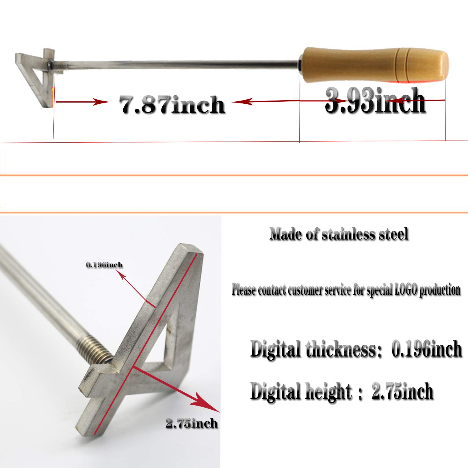 Custom Wood Branding Iron for Personalized Crafts, Woodworking, and BBQ - 0-10 Numbers & 26 Letters (3