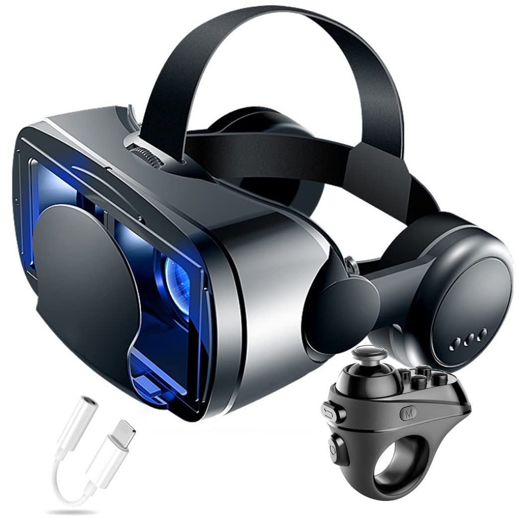 3D VR Headset with Bluetooth Controller - Compatible with iPhone 13 Pro Max/13 Pro/13/12/11, Samsung Galaxy S21, Huawei & Xiaomi Series - Immersive Virtual Reality Gaming & Movie Experience (Color: Black, Size: Universal) - Perfect for Home Entertainment, VR Gaming & 360° Video Watching