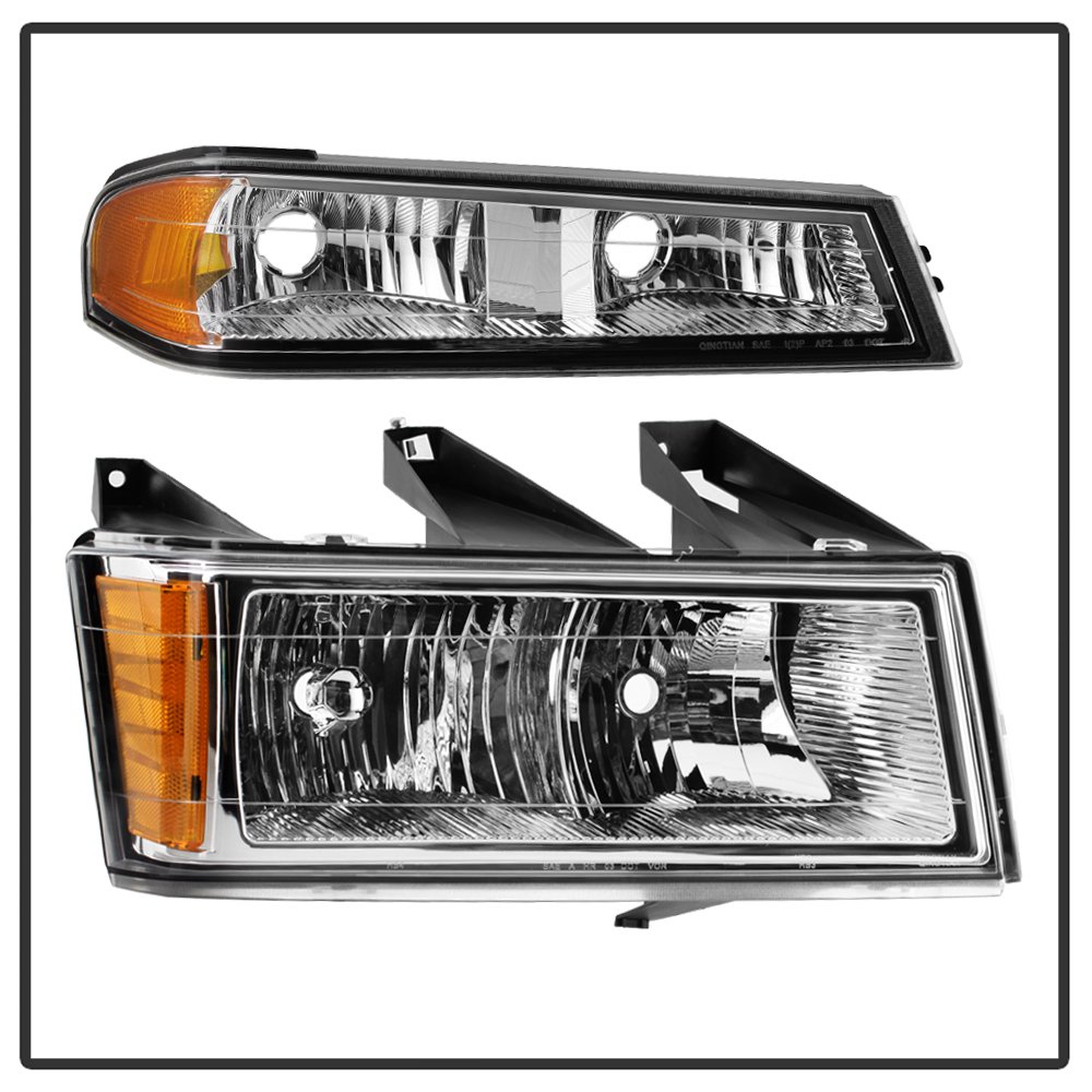 XTune Replacement Headlights with Bumper Lights for 2006 Chevy Colorado, Canyon & Isuzu i-208, i-290, i-350, i-370 - OEM Style Direct Fit Upgrade - Perfect for Night Driving and Off-Road Adventures