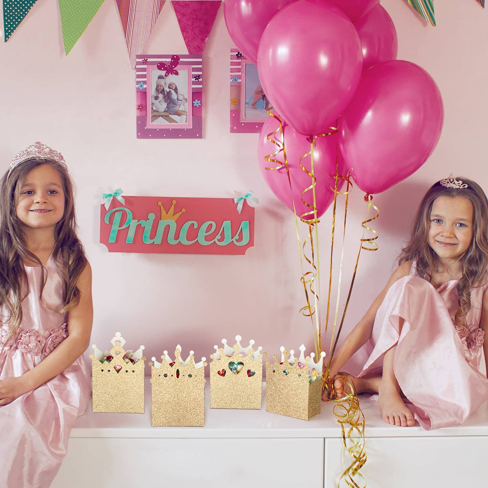 20-Piece Glitter Princess Crown Boxes - Gold Party Favor Candy Boxes for Wedding, Birthday & Baby Shower Supplies | Perfect for Royal-Themed Events, Princess Parties & Gift Packaging