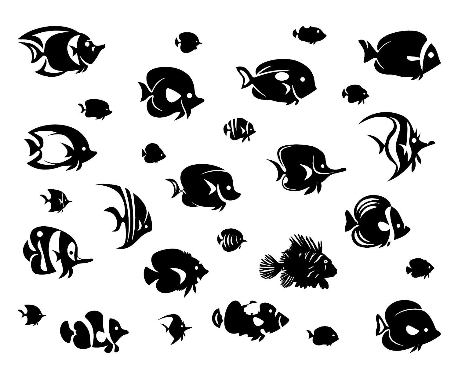 AOC-Labs Tropical Fish Wall Decals - Removable Stickers for Aquarium, Kids Bedroom & Home Decor - DIY Rearrangeable Underwater Theme Stickers - Perfect for Nursery, Playroom & Bathroom Wall Art
