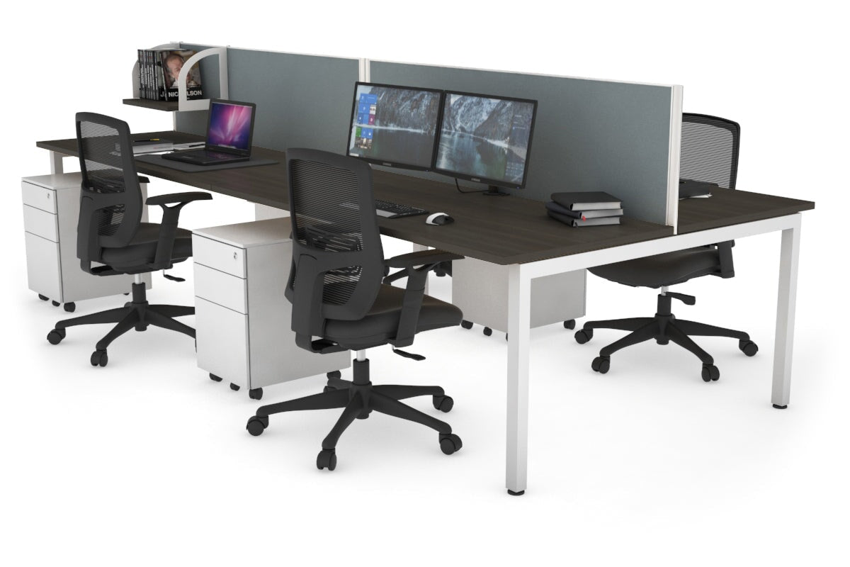 Quadro Square Legs 4-Person Office Workstation Desk - 1600L x 700W Dimensions - Perfect for Team Collaboration & Open Office Spaces