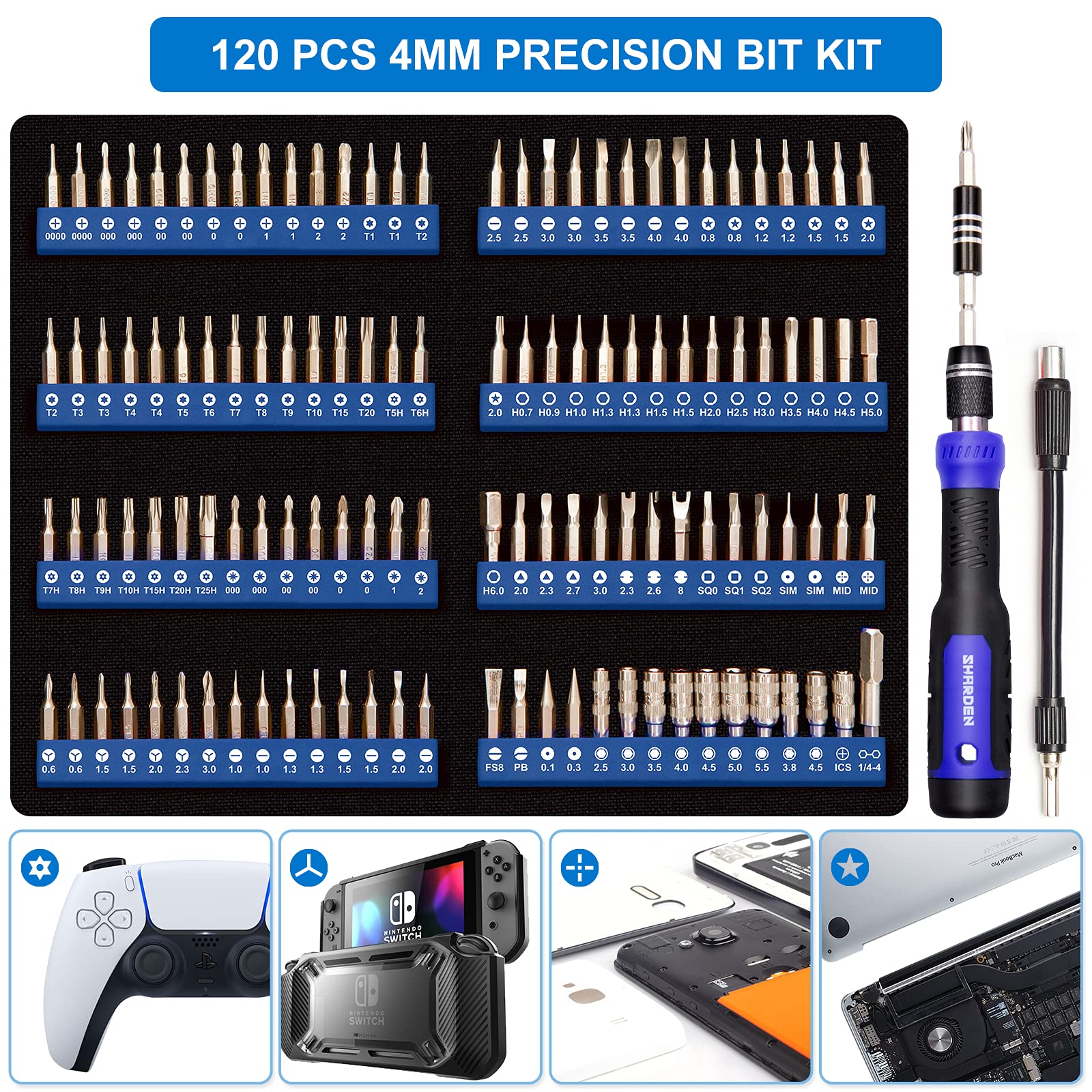 SHARDEN 191-in-1 Precision Magnetic Screwdriver Set with 1/4