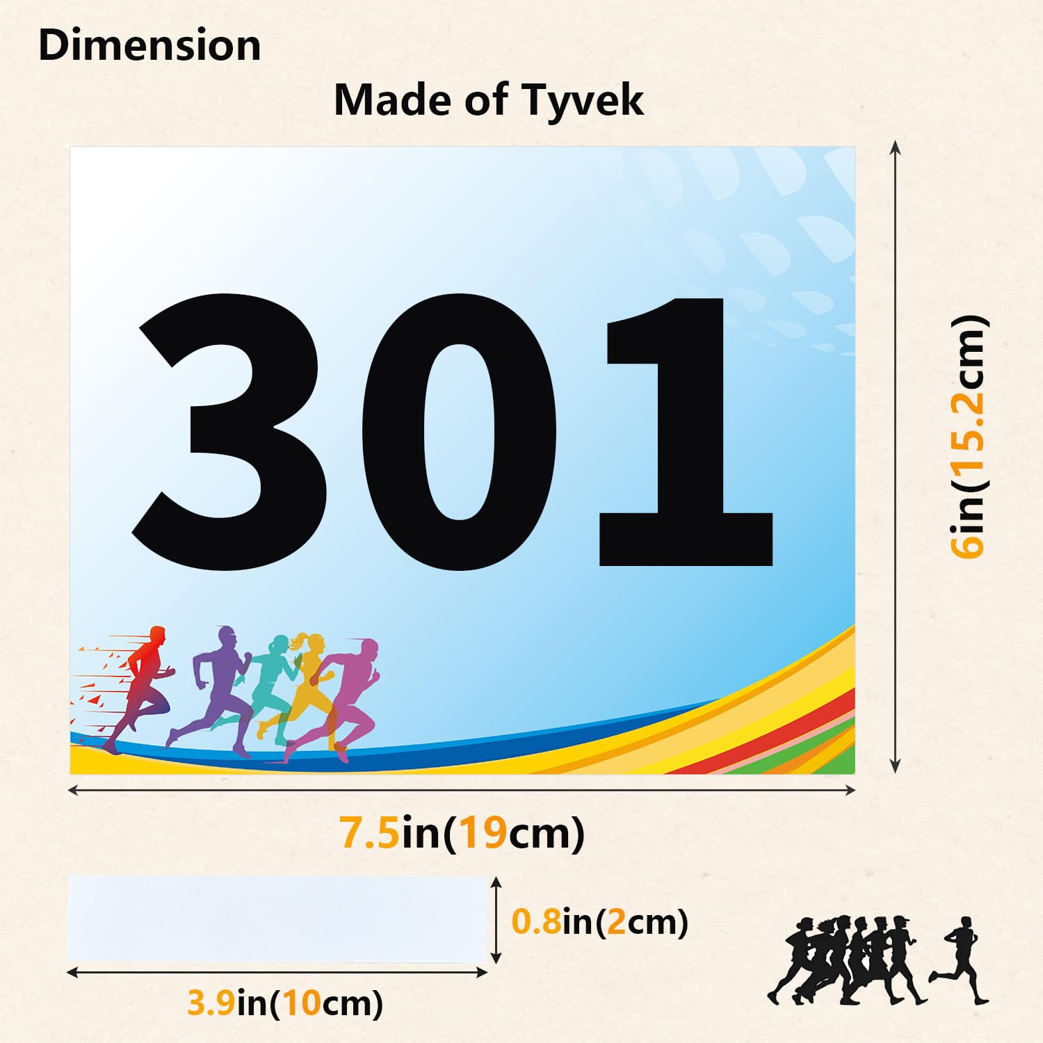 Tyvek Race Bibs with Adhesive Tape - No-Pin Running Numbers for Marathon, Track & Sports Events | Durable, Comfortable & Secure for Runners, Tryouts & Auditions