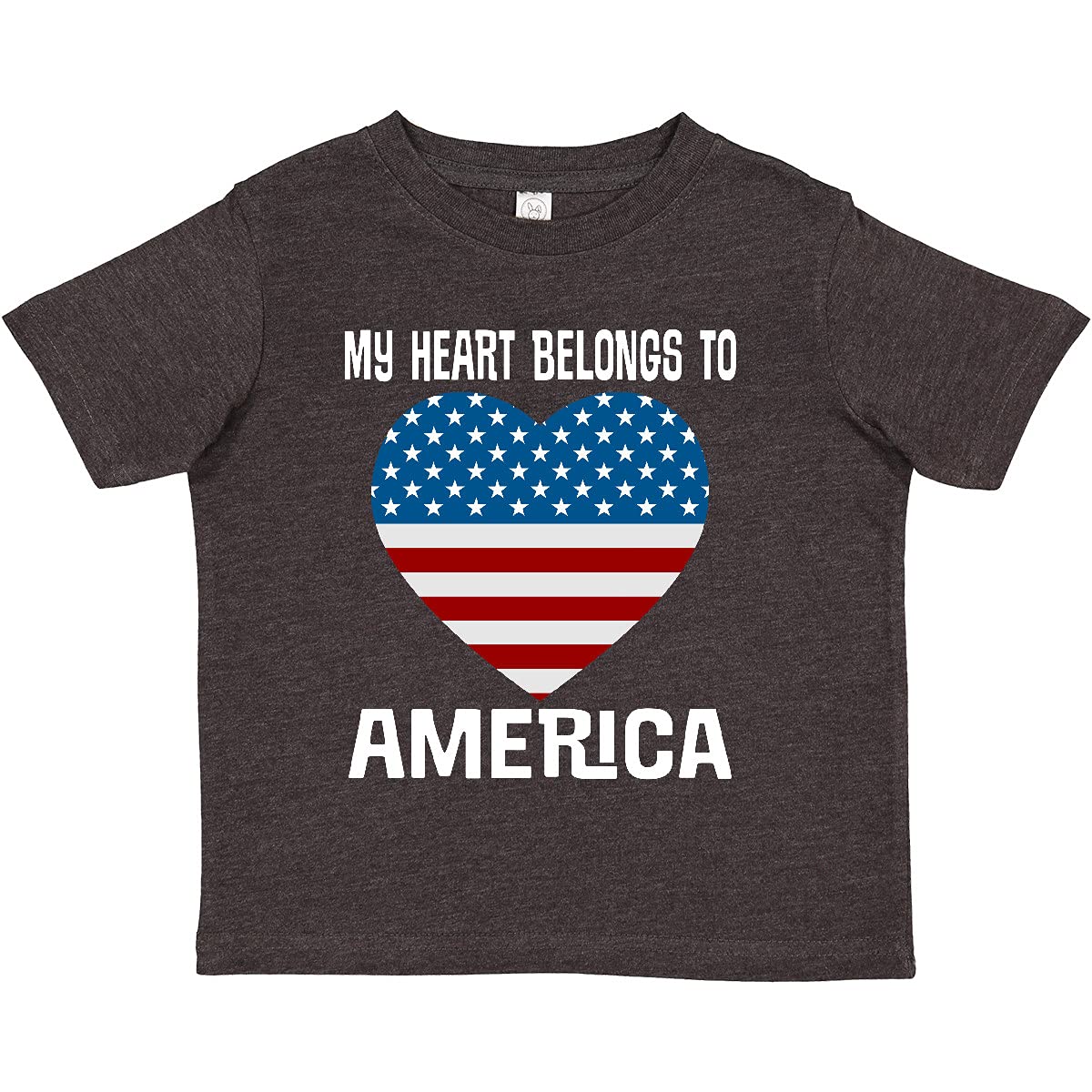 Inktastic USA Patriotic 'My Heart Belongs to America' Toddler T-Shirt - Cute American Flag Graphic Tee for Kids, Boys & Girls - Perfect for 4th of July, Memorial Day & Patriotic Holidays