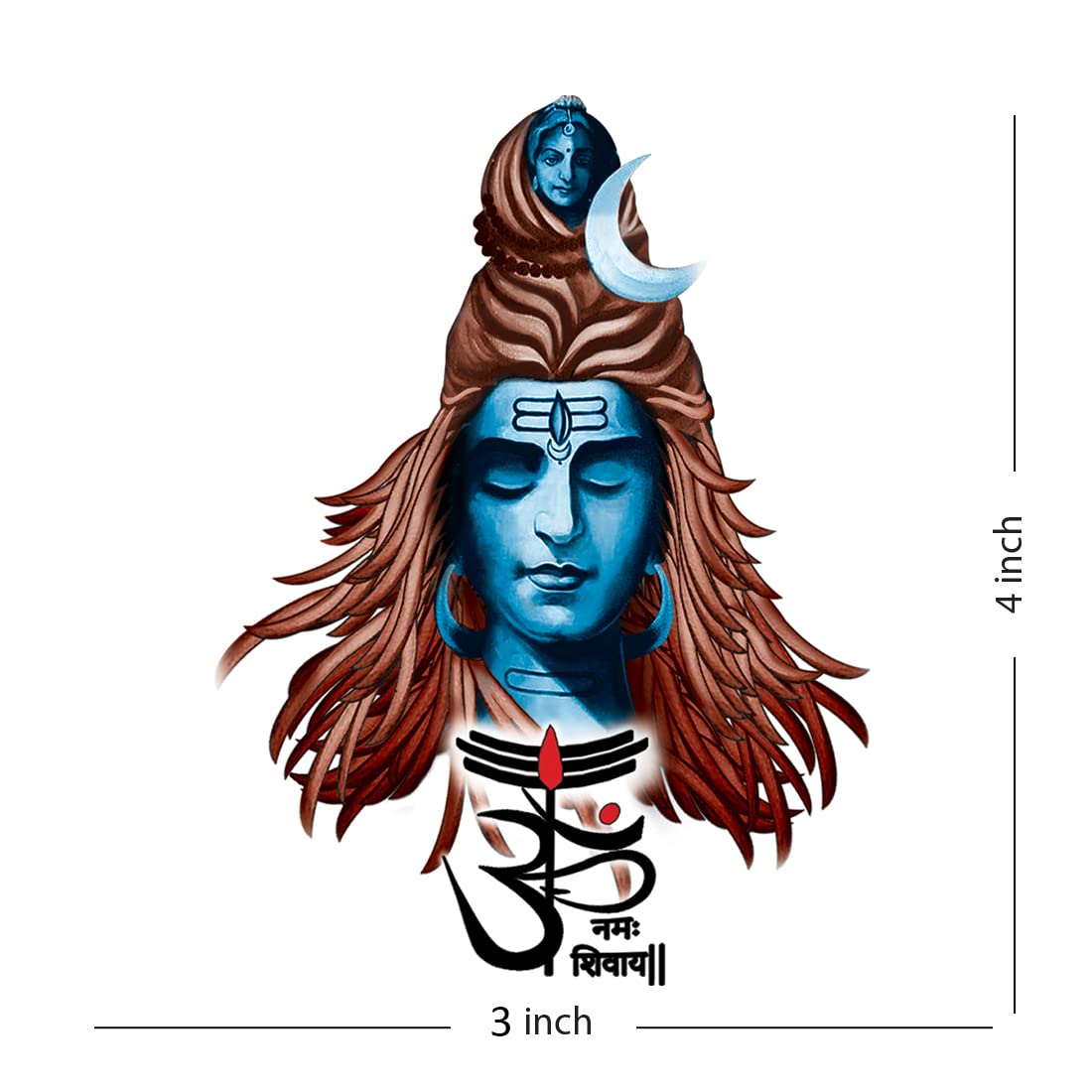Om Namah Shivaya Lord Shiva Temporary Tattoo - Waterproof Fake Body Art for Men & Women - Spiritual Hindu Tattoos for Festivals, Yoga & Meditation