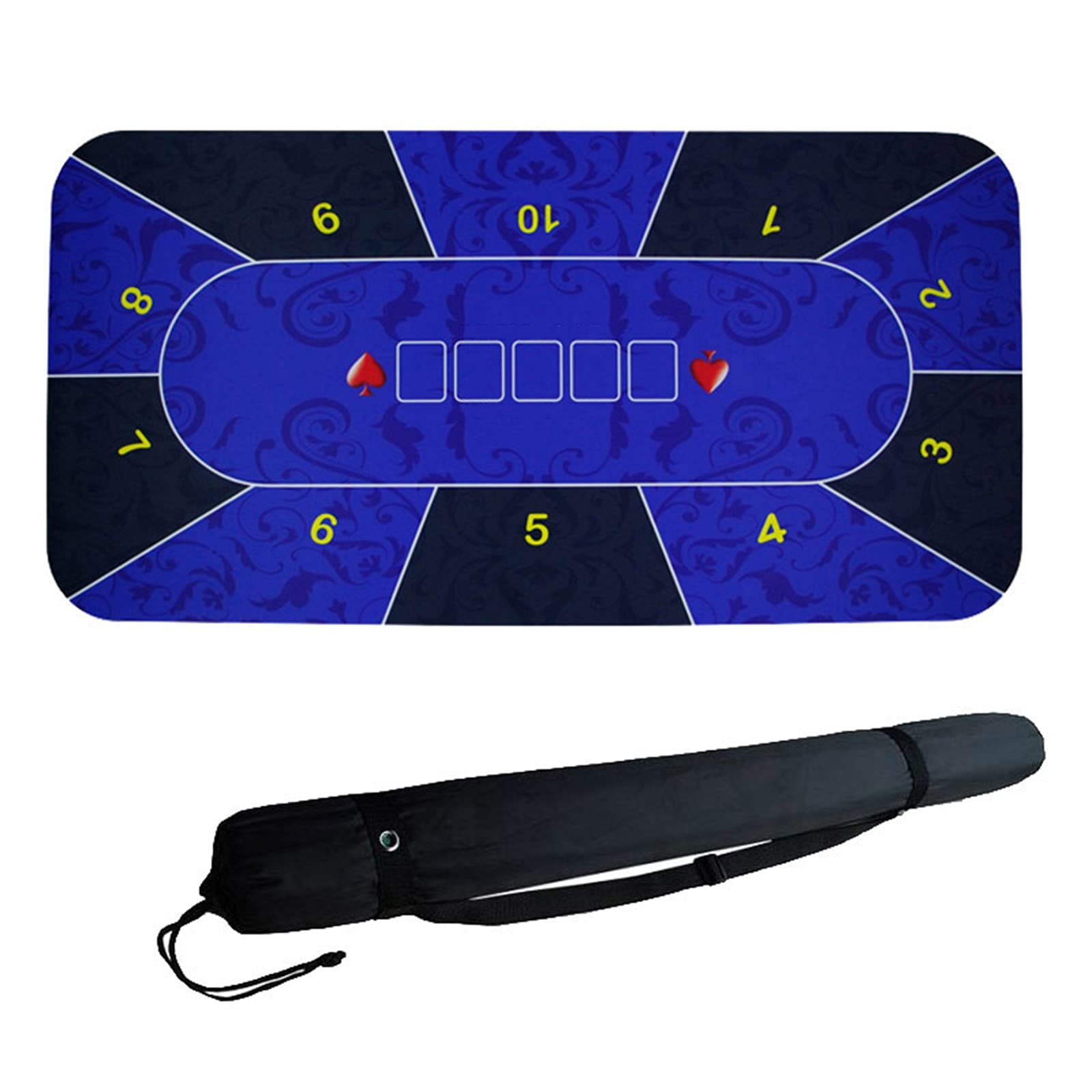 Premium Non-Slip Poker Table Felt Cover - Waterproof Rubber Poker Mat for Texas Hold'em, Blackjack & Casino Games | Portable Card Table Accessory for Home Game Nights & Poker Parties (Black)