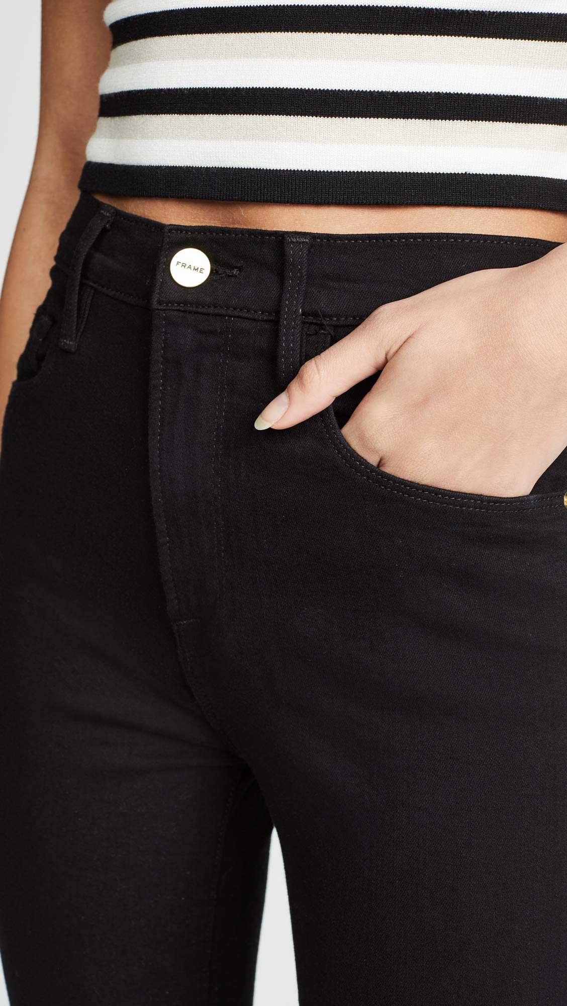 FRAME Women's Ali High Rise Skinny Cropped Cigarette Jeans - Slim Fit Stretch Denim Pants for Casual & Night Out Outfits