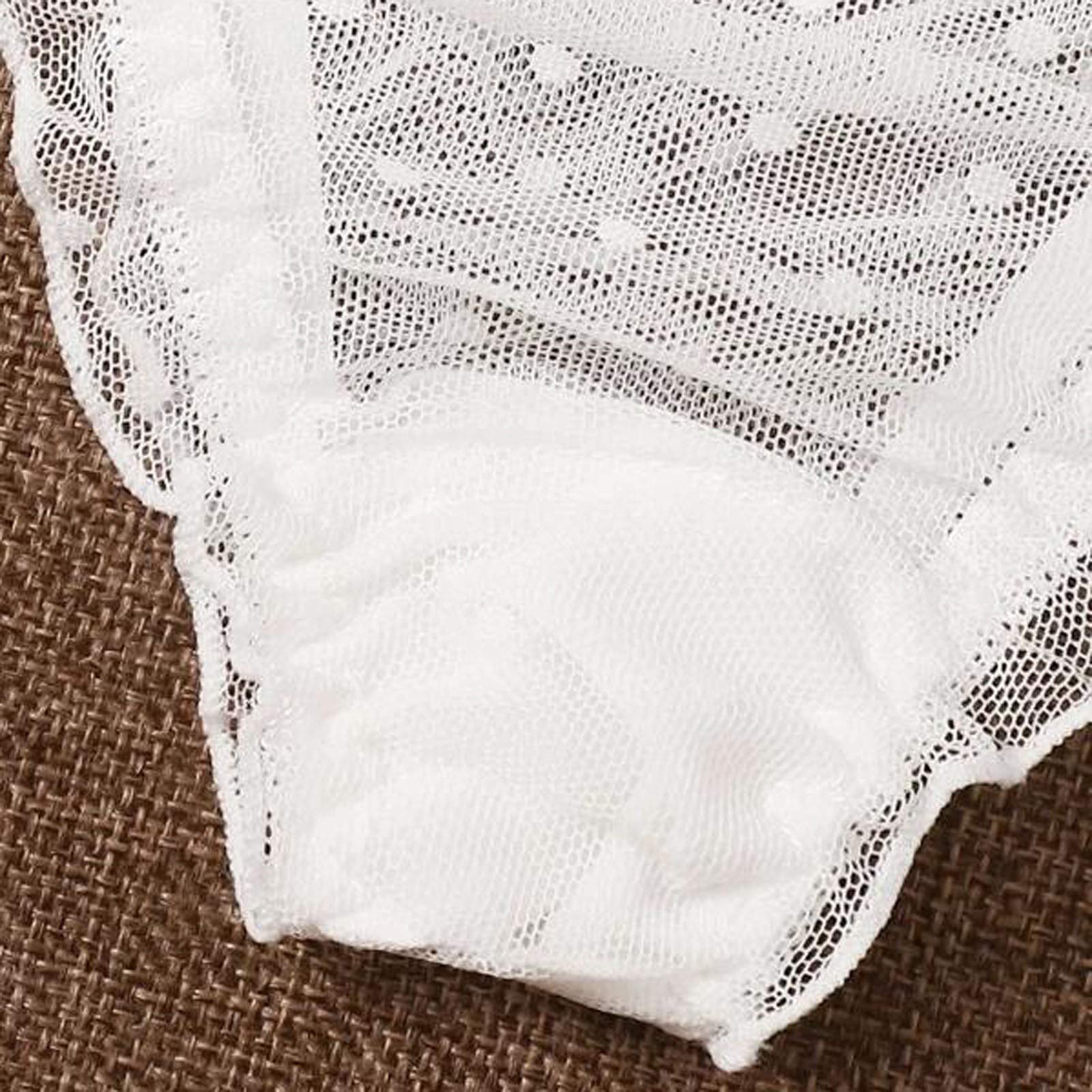 Sexy Lace Thong & Wireless Bra Set - 2 Piece Women's Mesh Lingerie in White (Size S) | Comfortable Intimate Wear for Date Night & Special Occasions
