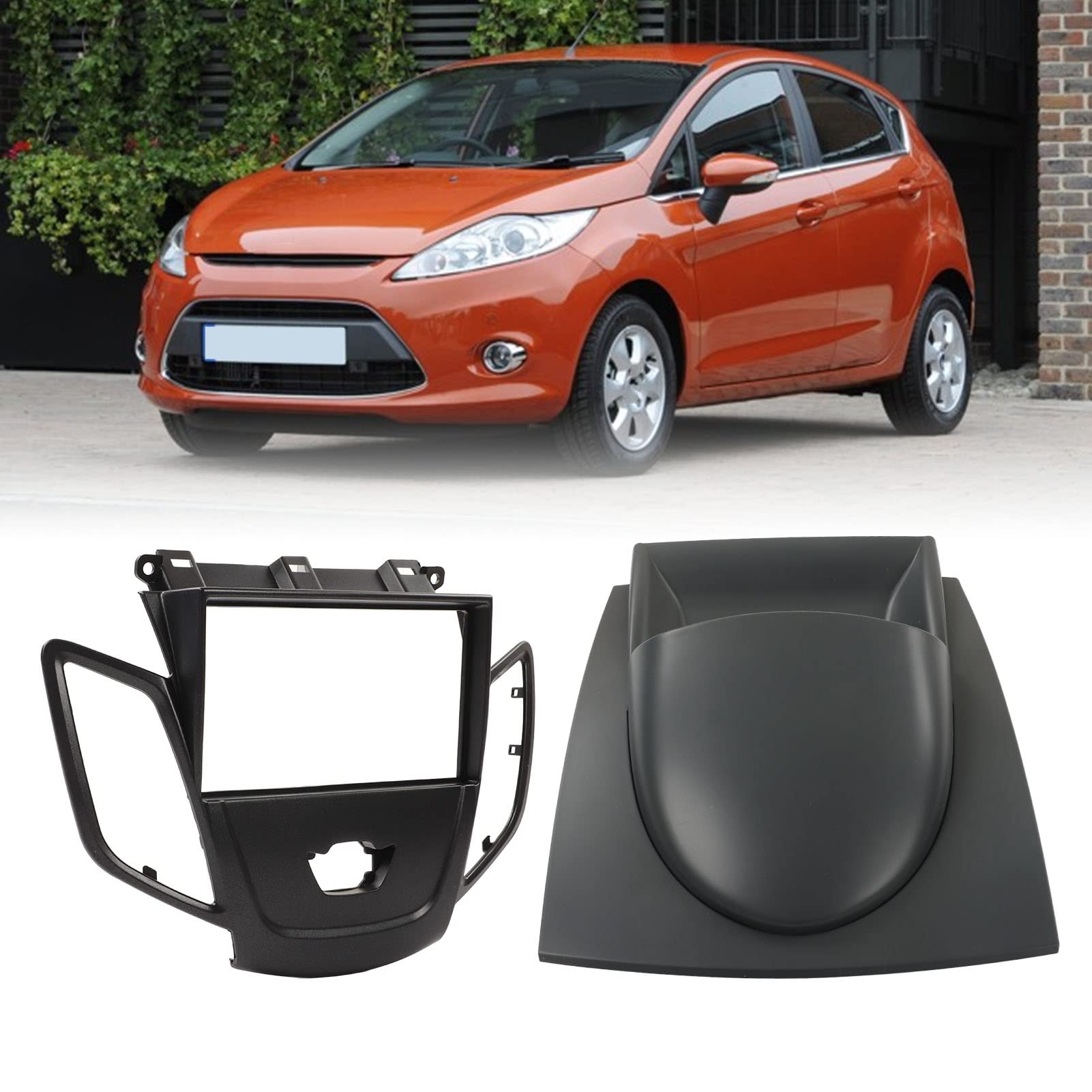 KIMISS ABS Plastic Car Stereo Radio Mount Frame Panel for Ford Fiesta 2008-2011 - Universal Dash Kit Facia Installation | Perfect for Aftermarket Head Unit Upgrade & Car Audio System Enhancement