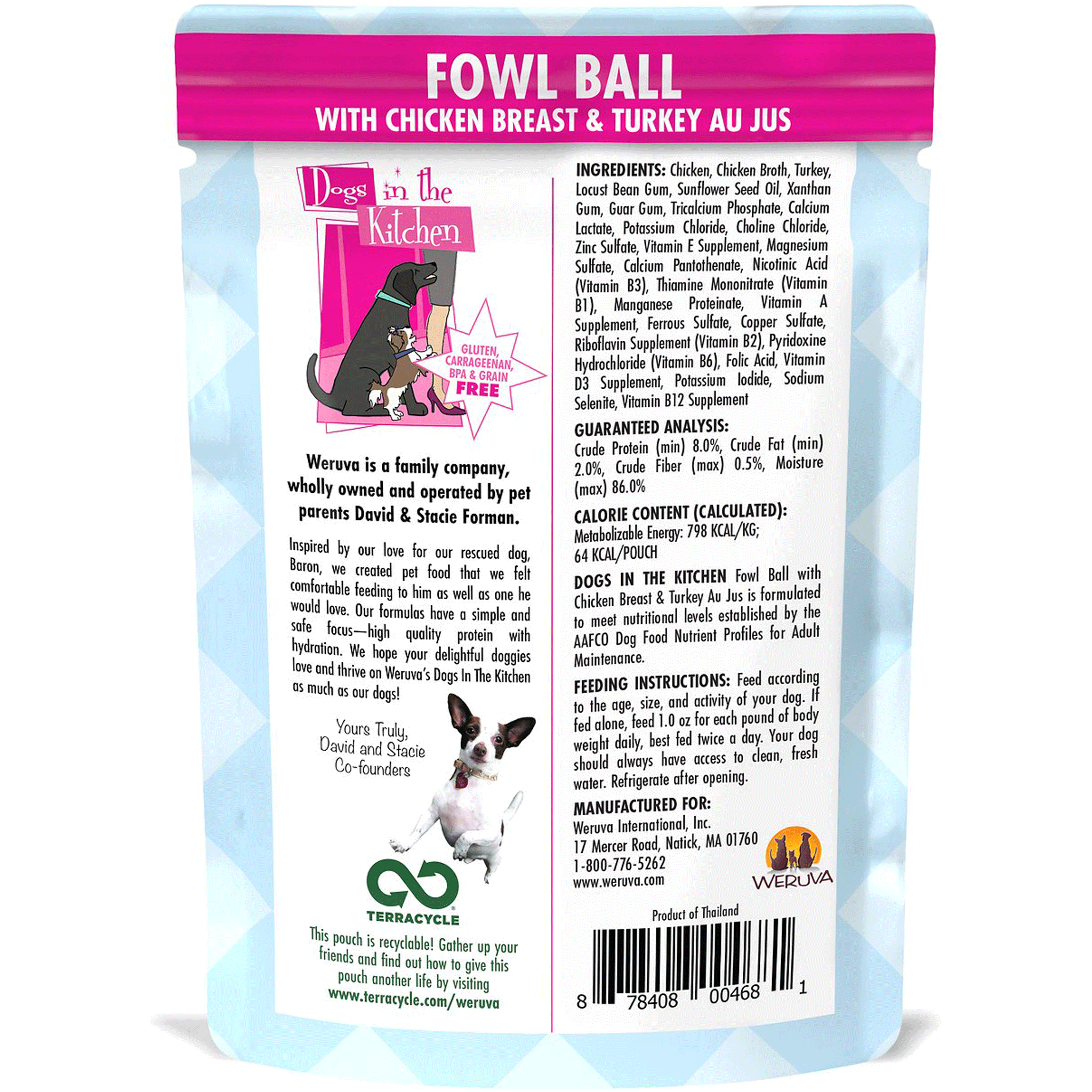 Weruva DITK Fowl Ball Grain-Free Dog Food Pouch - 2.8 oz, High Protein Wet Dog Food for Small & Medium Breeds - Perfect for Travel, Training & Mealtime Treats
