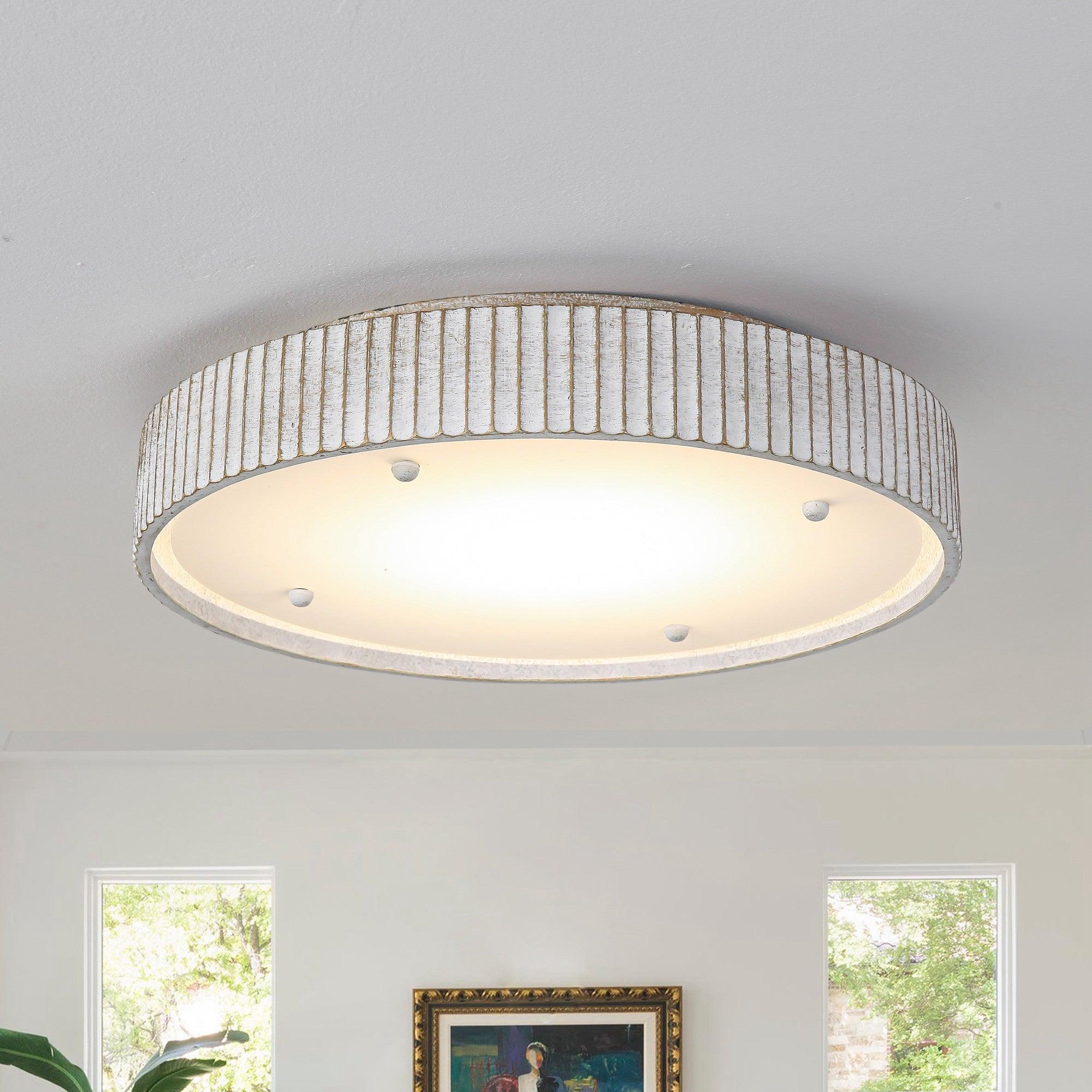 18 Inch White Modern Flush Mount LED Ceiling Light - Energy Efficient Dimmable Lighting for Bedroom, Kitchen, Hallway & Living Room