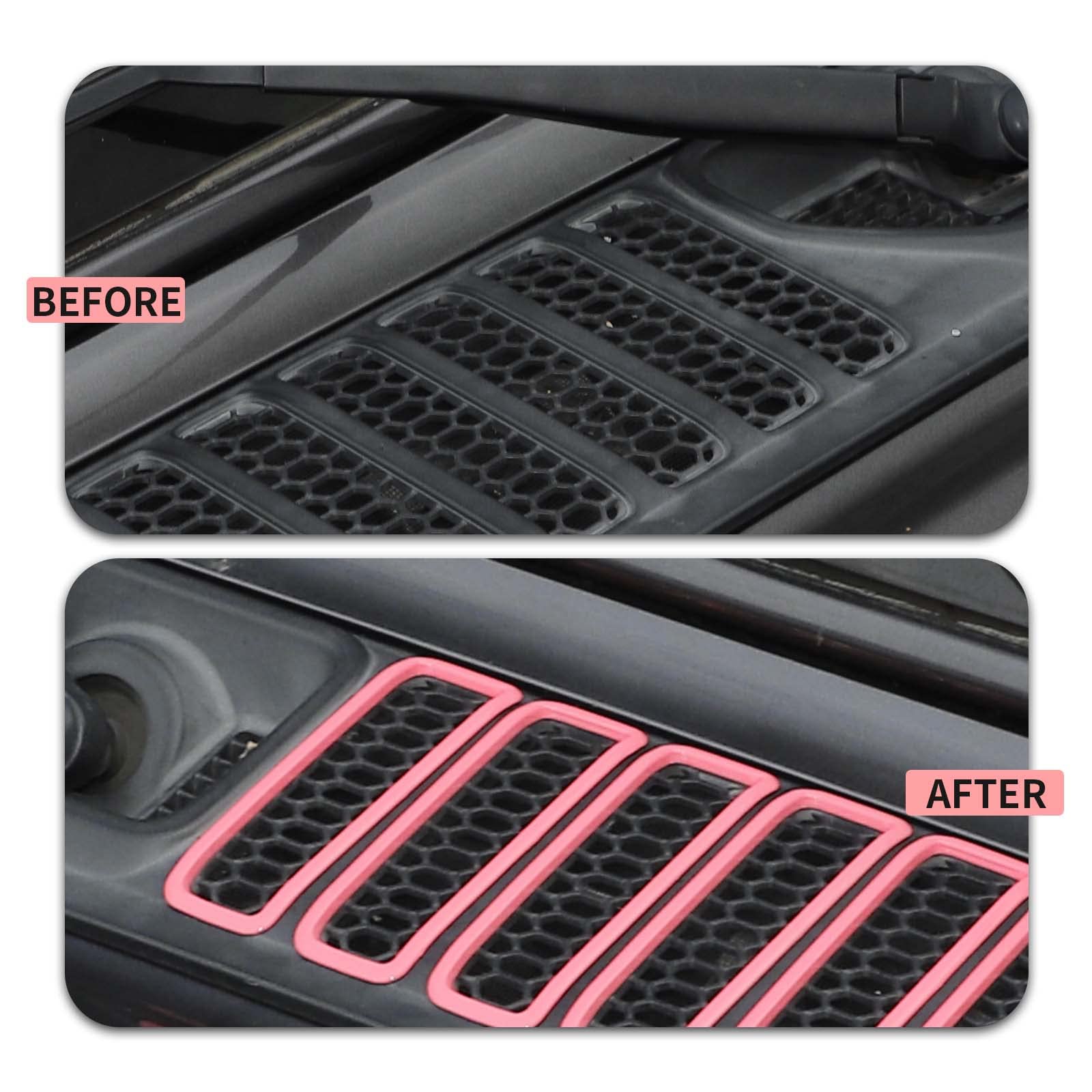 2018-2025 Jeep Wrangler JL JLU & Gladiator JT Hood Vent Cover - Durable Cowl Panel Vent Trim - Exterior Accessories (Pink) - Perfect for Off-Roading & Custom Jeep Modifications