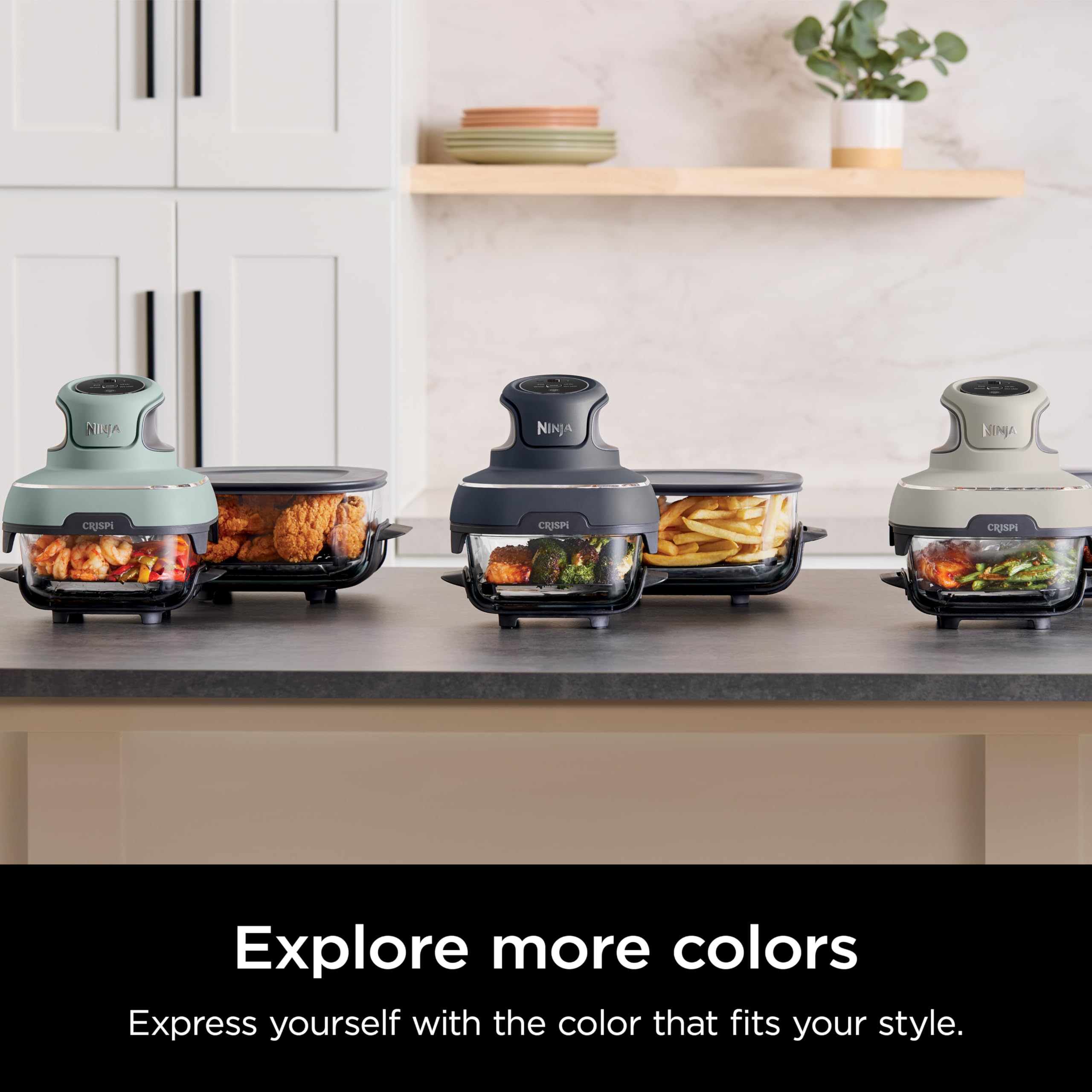 Ninja Crispi 4-in-1 Portable Glass Air Fryer Cooking System - 4QT & 6 Cup Glass Containers with Storage Lids - Easy Meals, Microwave, Freezer & Dishwasher Safe - Air Fry, Bake, Roast & Reheat - Perfect for Small Kitchens, Dorms, RVs & Quick Healthy Meals