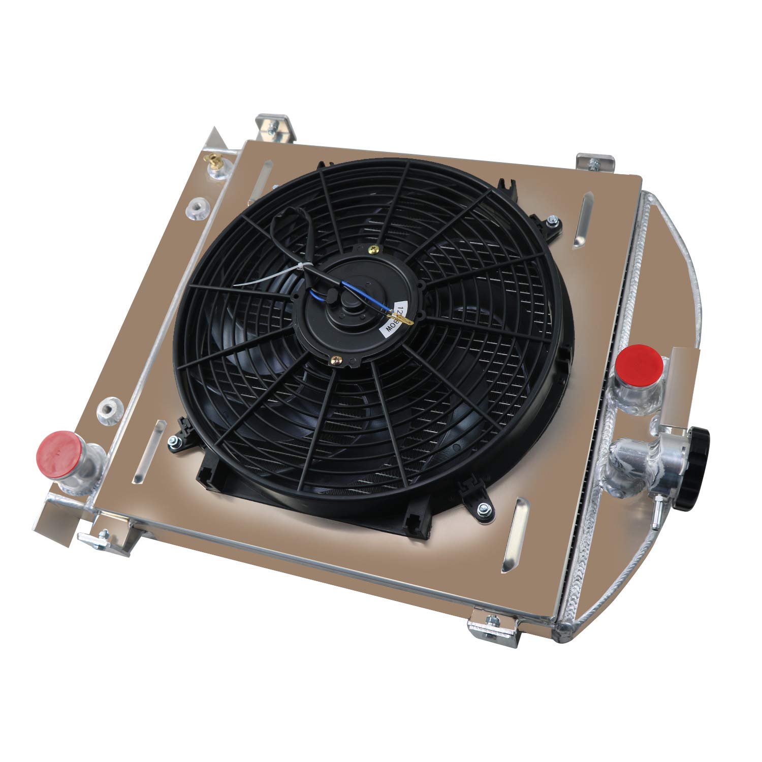 AlloyWorks 3-Row Aluminum Radiator with Fan Shroud for 1935-1940 Chevy & Ford Engines - High-Performance Cooling Upgrade for Classic Cars, Hot Rods, and Custom Builds