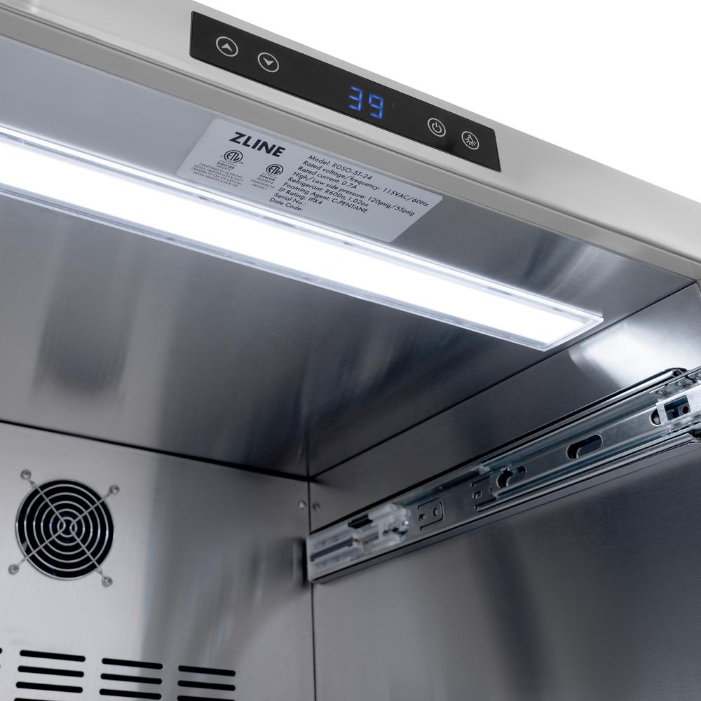 ZLINE Autograph Edition 24 Inch Touchstone 168 Can Outdoor Rated Dual Refrigerator Drawer - Stainless Steel Doors & Matte Black Handles (RDSOZ SN 24 MB) | Perfect for Outdoor Kitchens, Patio Bars & Entertaining Spaces