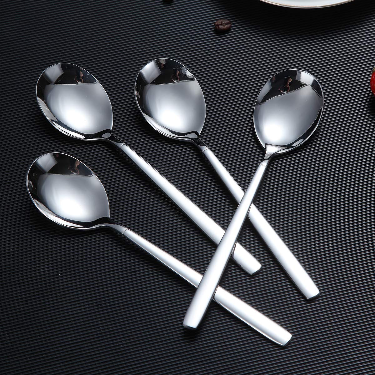 6-Piece Berglander Stainless Steel Dinner Spoon Set - Modern Shiny Soup & Table Spoons, Dishwasher Safe - Perfect for Restaurants, Home Dining & Gifts