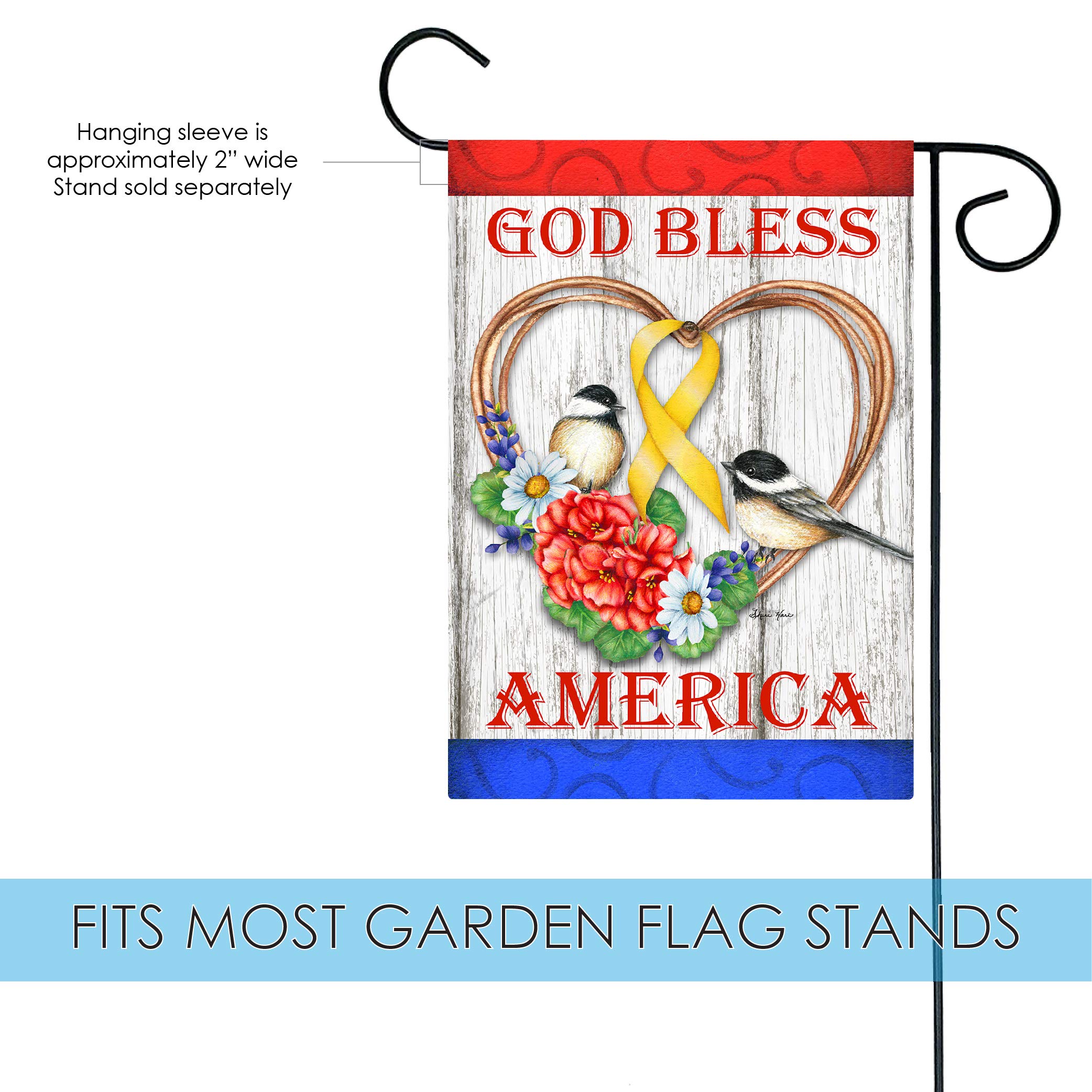 Toland Home Garden 12x18 Inch Double Sided God Bless America Patriotic Flag - Outdoor Military Yard Decoration for House, Garden & Porch | Perfect for Memorial Day, 4th of July & Veterans Day Celebrations