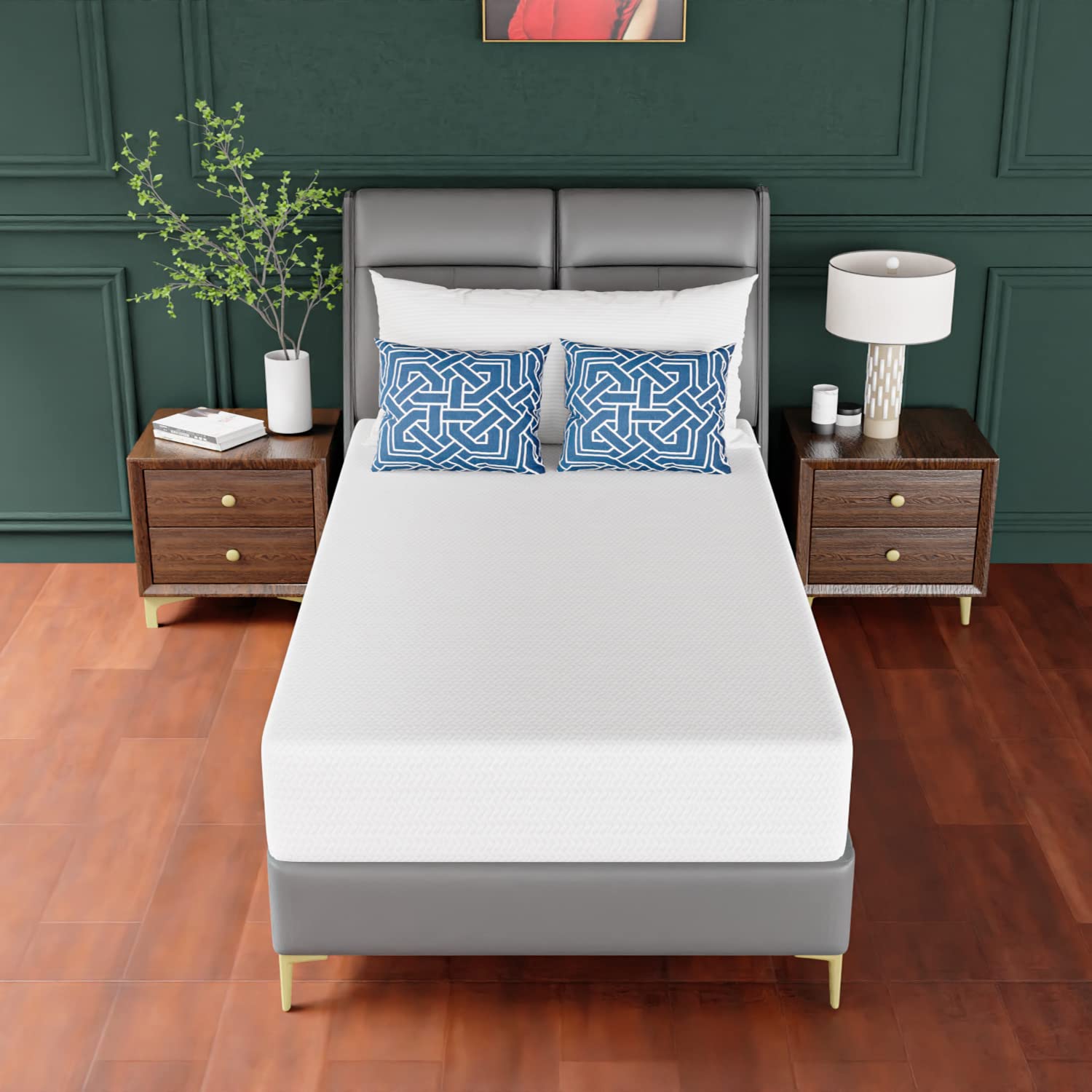 PayLessHere 10 Inch Twin Mattress - Green Tea Infused Memory Foam, CertiPUR-US Certified Medium Firm Mattress, Fiberglass Free with Removable Soft Cover | Perfect for Bed Frames, Bunk Beds, Trundle Beds & Guest Rooms (White)