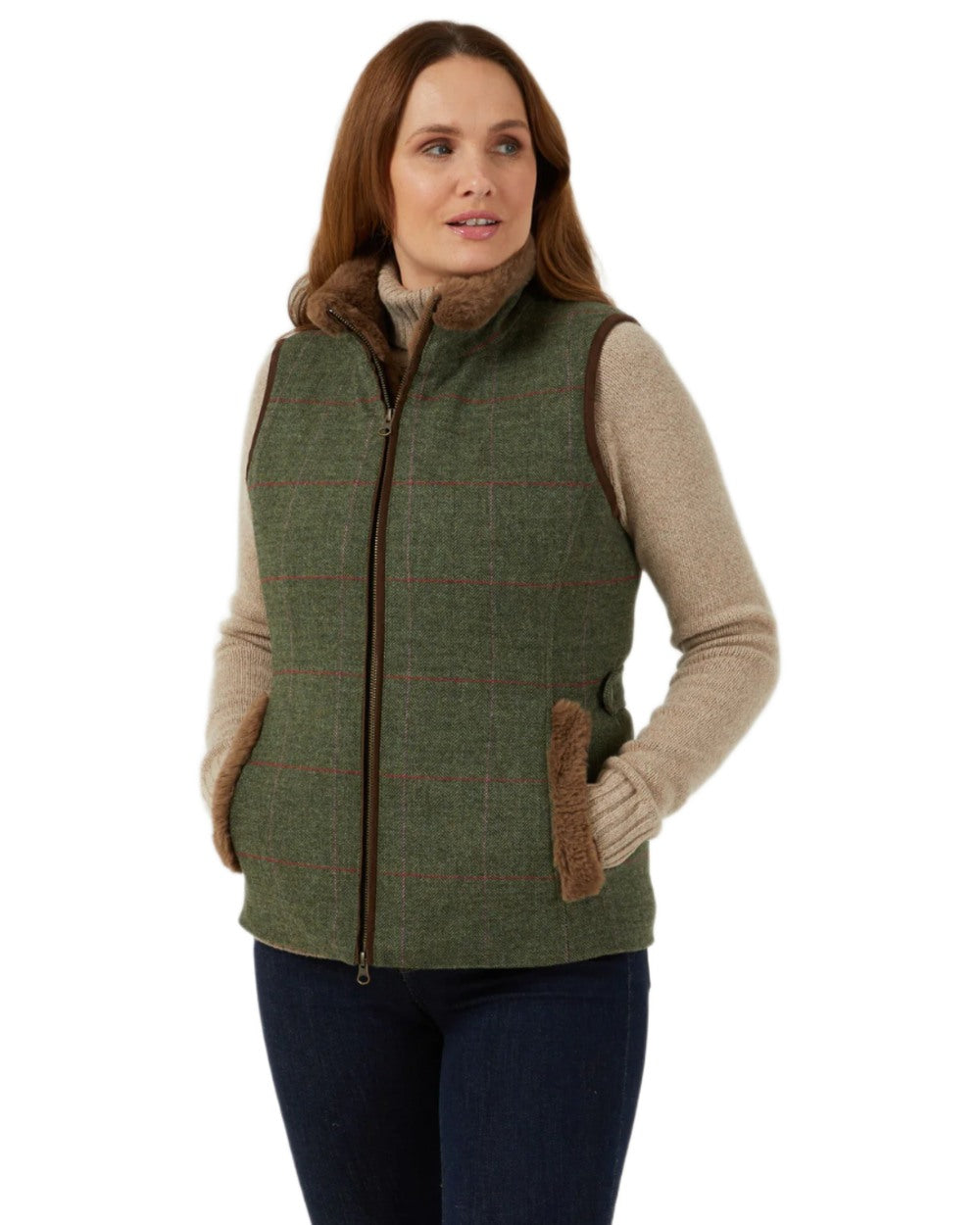 Alan Paine Combrook Tweed Ladies Gilet - Women's Fashion Vest for Fall & Winter - Perfect for Office, Outdoor Activities & Casual Wear