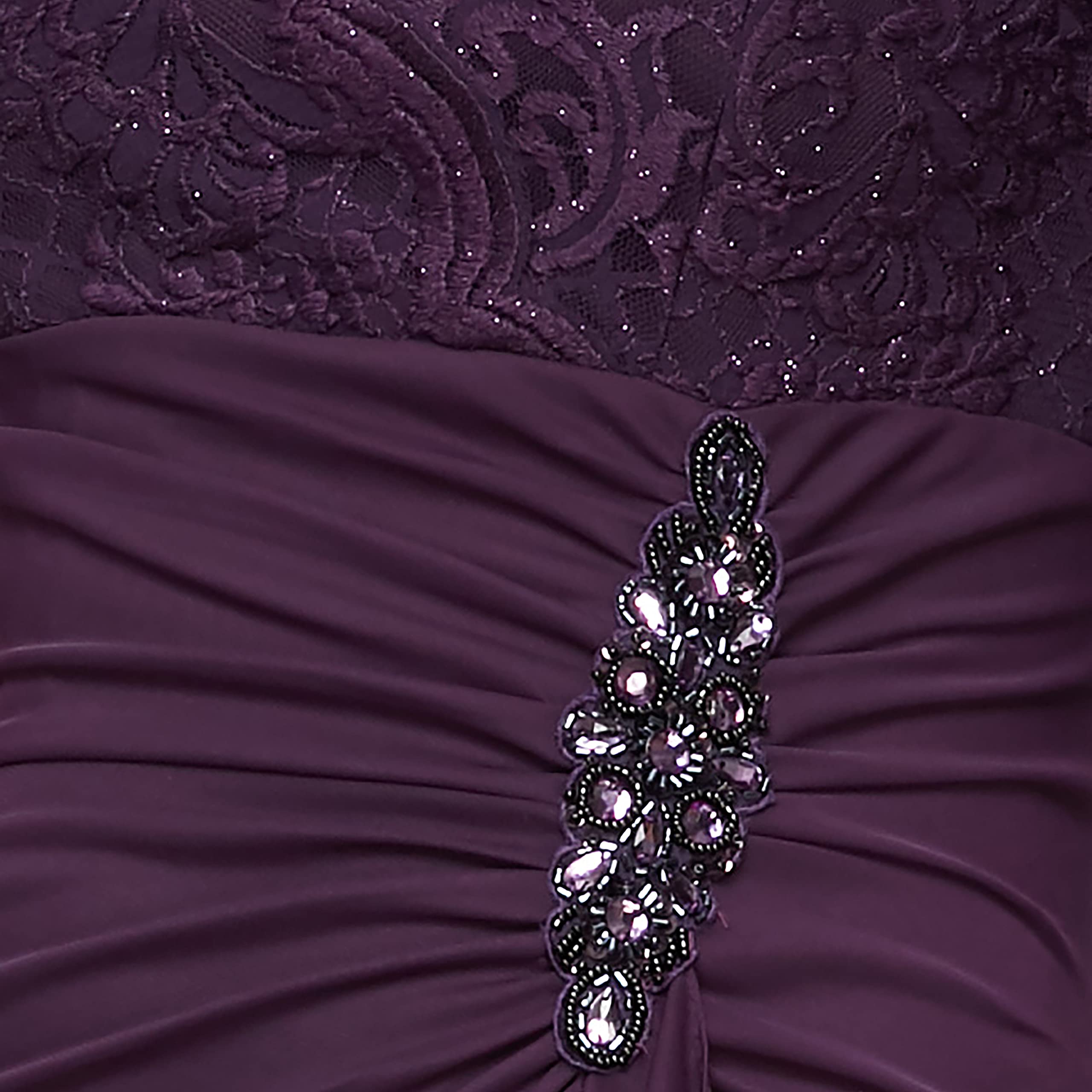 Alex Evenings Women's Long Lace Top Empire Waist Dress - Elegant Formal Evening Gown for Weddings, Prom & Special Occasions