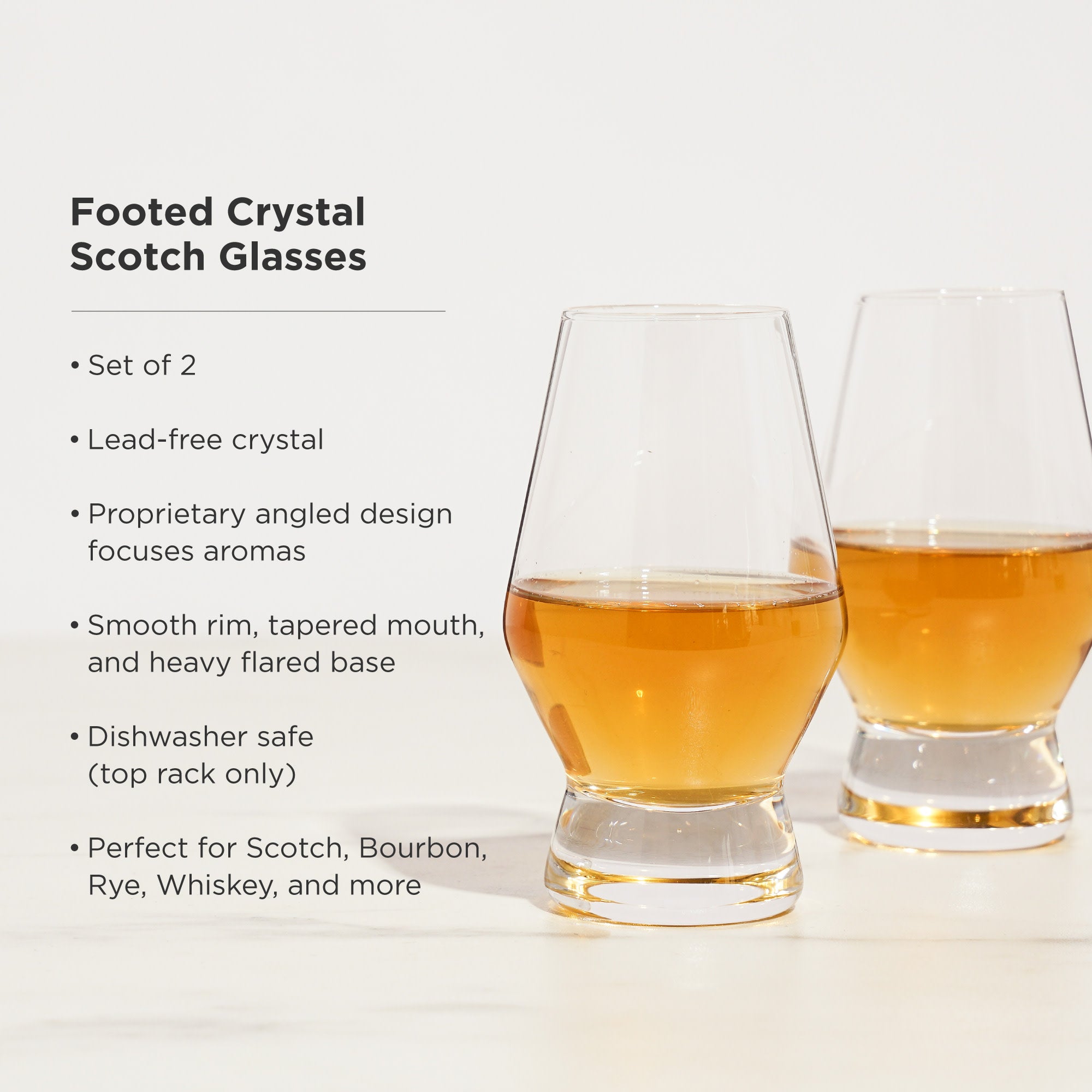 Premium Raye Heavy Base Crystal Whiskey Glasses Set of 2 - Elegant Scotch Bourbon Tasting Glasses for Whiskey Enthusiasts & Home Bar Decor