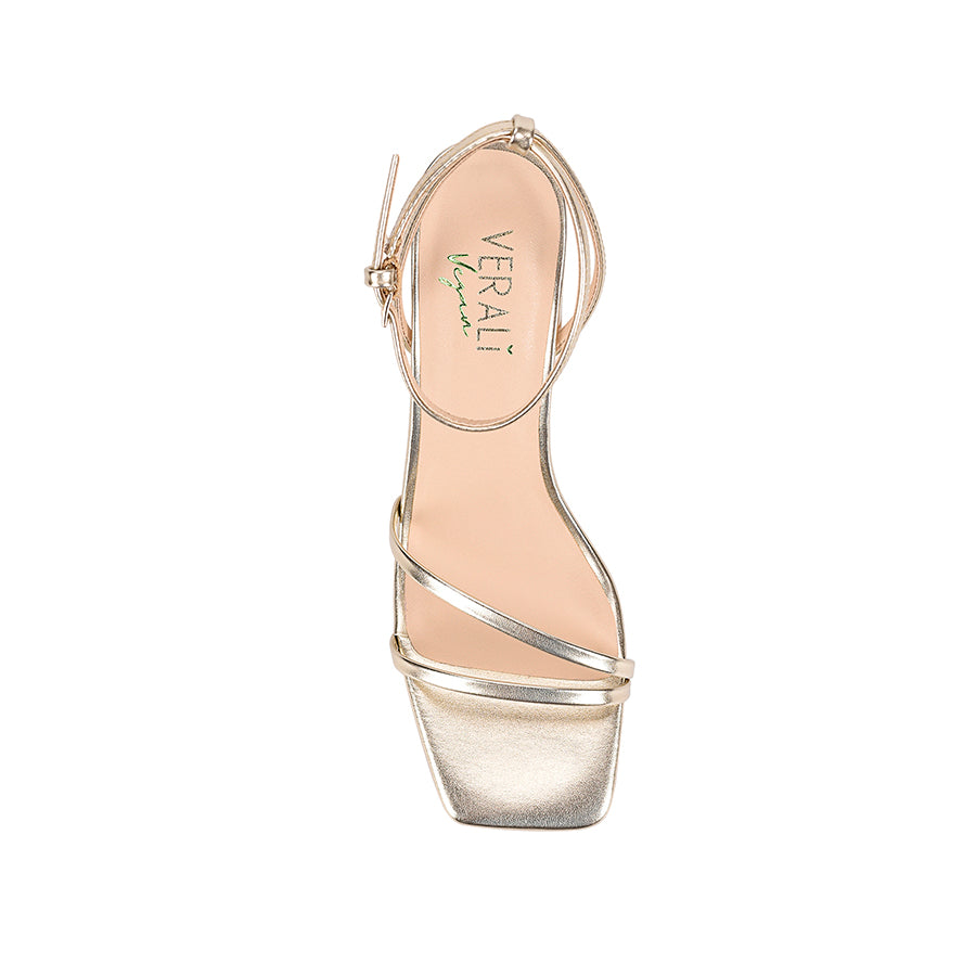 Stevie Block Heel Sandals for Women - Comfortable Champagne Gold Dress Sandals for Weddings, Parties & Summer Outfits