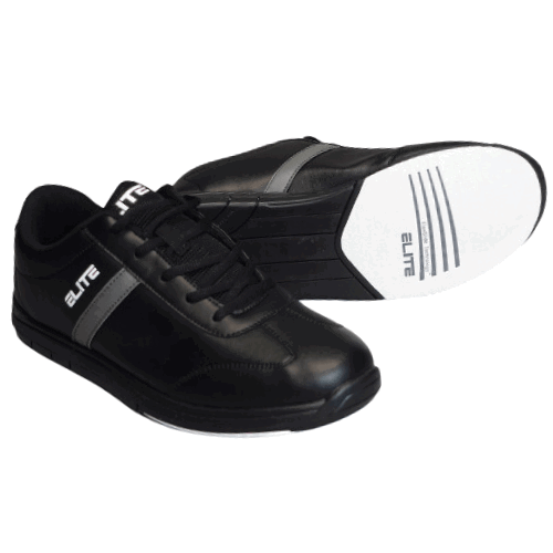 ELITE Men's Black & Grey Athletic Bowling Shoes - Universal Sliding Soles for Right/Left Handed Bowlers - Comfortable & Durable for League Play & Casual Bowling