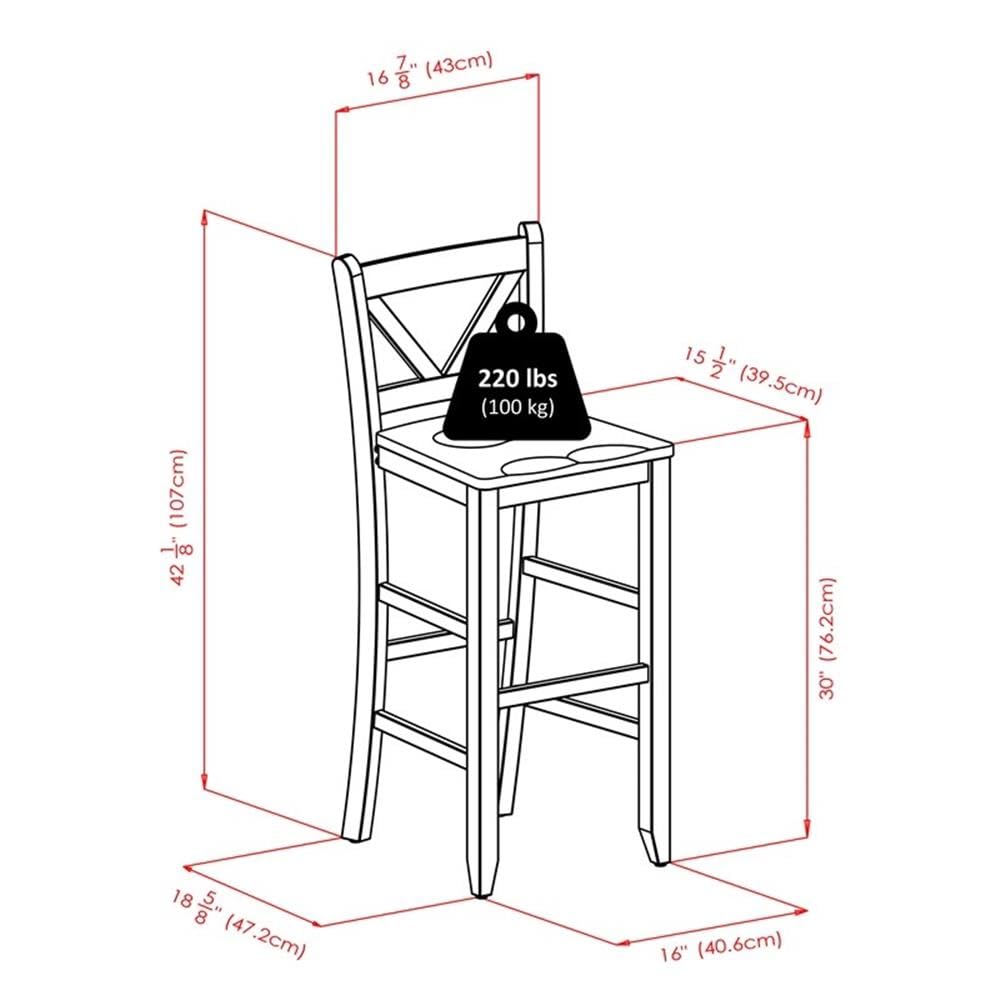 Winsome Fiona Brown Wooden Back Stool - Stylish & Comfortable Seat for Dining, Kitchen, Living Room & Office
