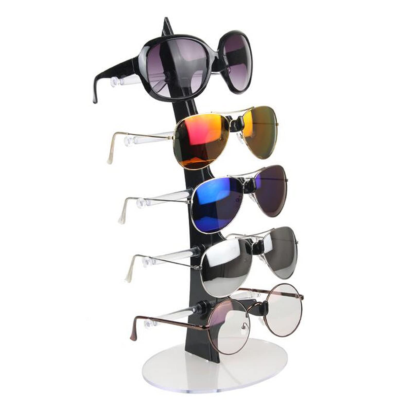 5-Tier Eyewear Display Stand - Sunglasses & Glasses Holder for Retail Counter, Jewelry Showcase, and Eyeglasses Storage (Black) - Perfect for Optical Shops, Boutiques, and Fashion Accessories Displays