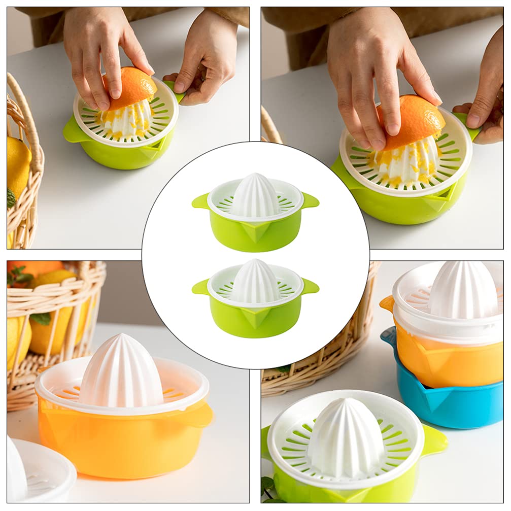 DOITOOL 2-Pack Manual Citrus Juicer - Handheld Lemon Lime Orange Squeezer with Drip-Free Cup, Garlic Press & Grater - BPA-Free Plastic for Fresh Juice, Cocktails, Cooking & Baking
