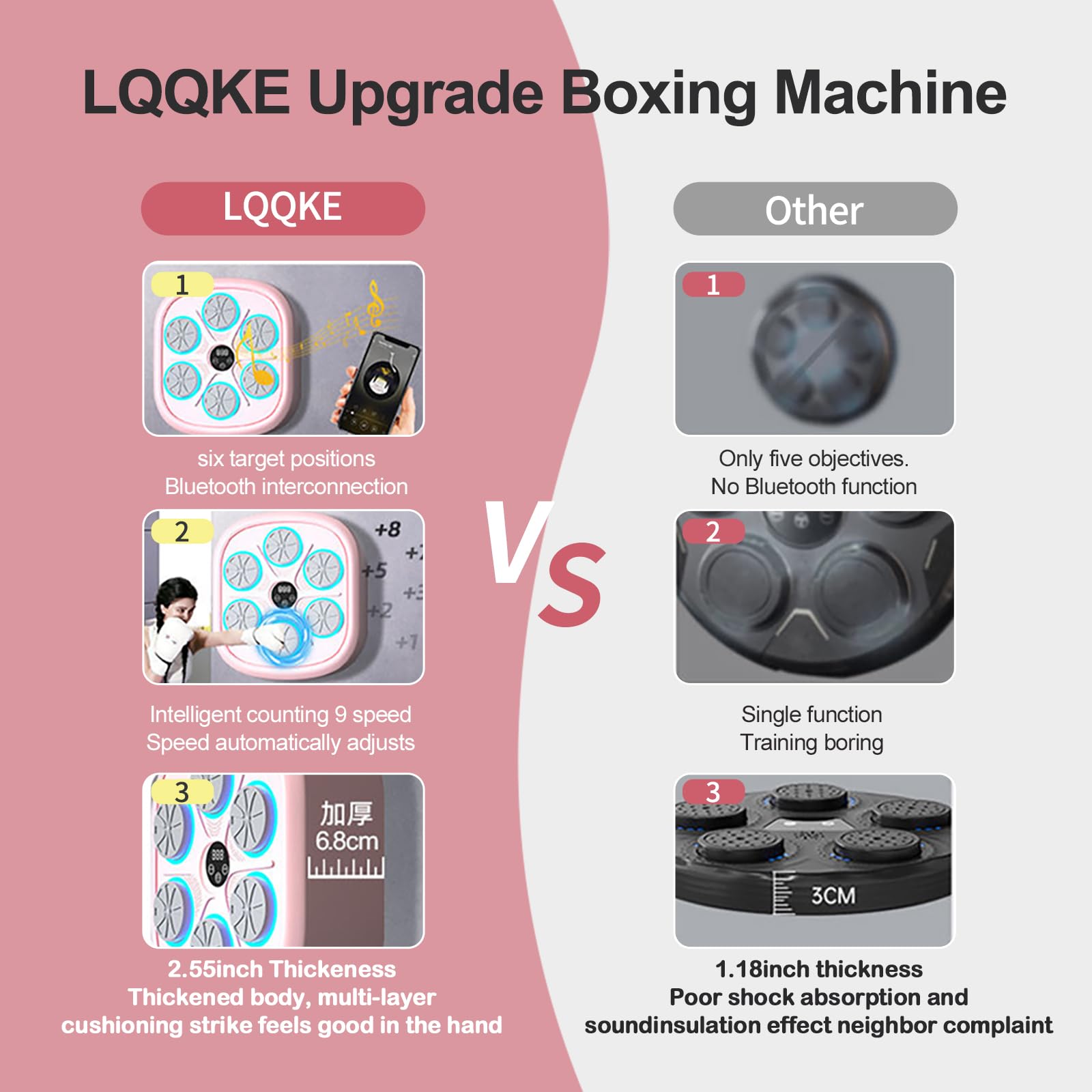 2025 Smart Wall-Mounted Boxing Machine with Gloves - Pink Home Gym Equipment for Indoor Fitness Training | Punching Bag for Men & Women | Perfect for Home Workouts, Boxing Practice & Stress Relief