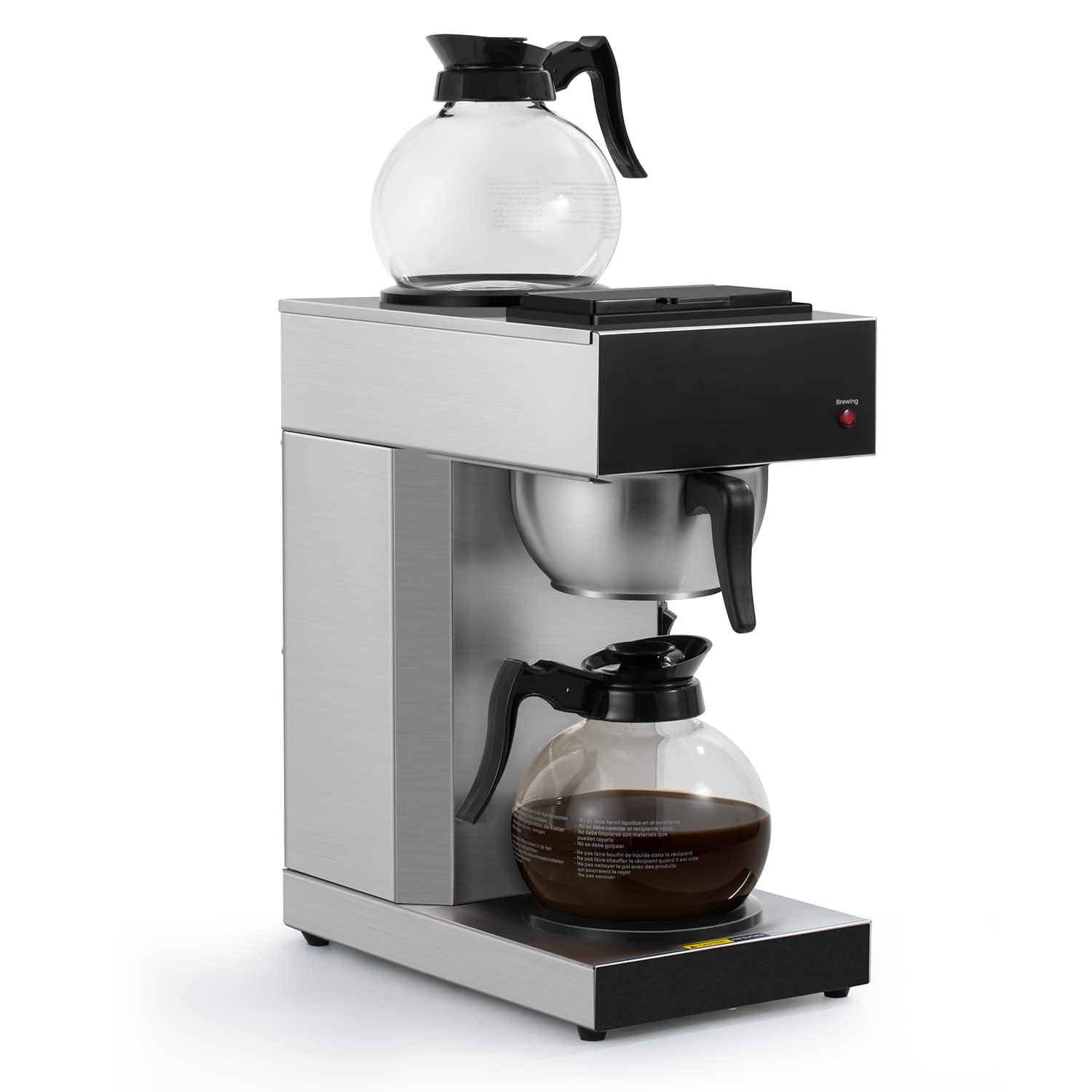 SYBO 12-Cup Commercial Drip Coffee Maker - Stainless Steel Pour Over Coffee Brewer with 2 Glass Carafes & Warmers for Restaurants, Offices & Home Use (SF-CB-2GA)